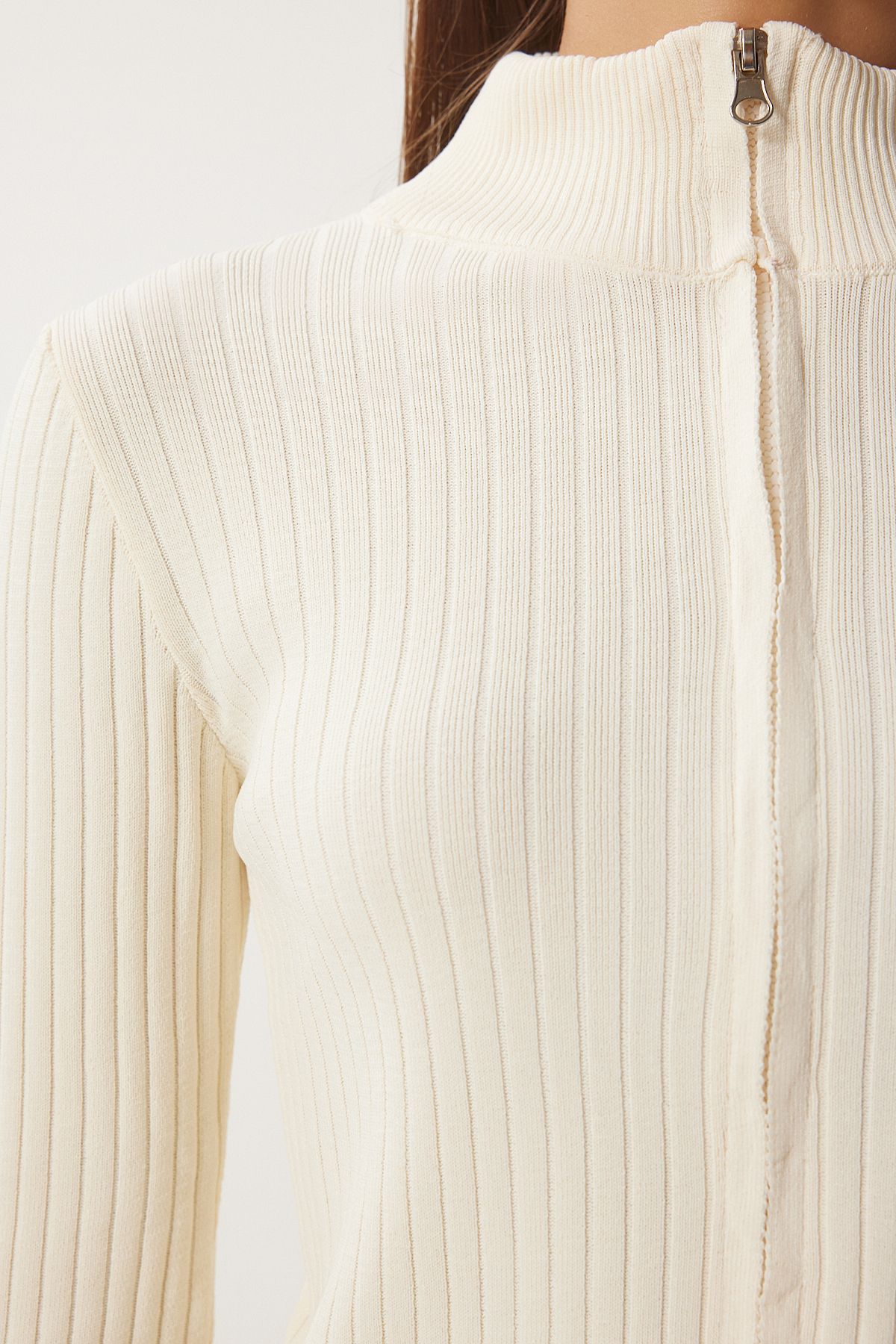 Female bone zipper wick knitwear cardigan FN03411