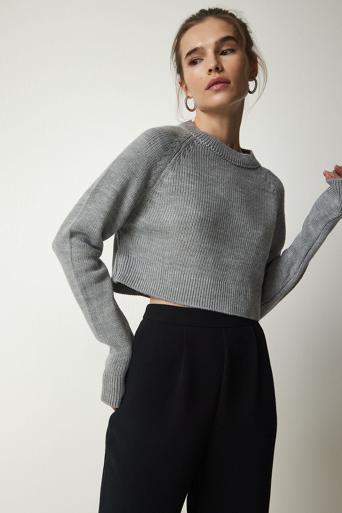 Women's Gray Bicycle Croes Crop Triko Sweater MC00240