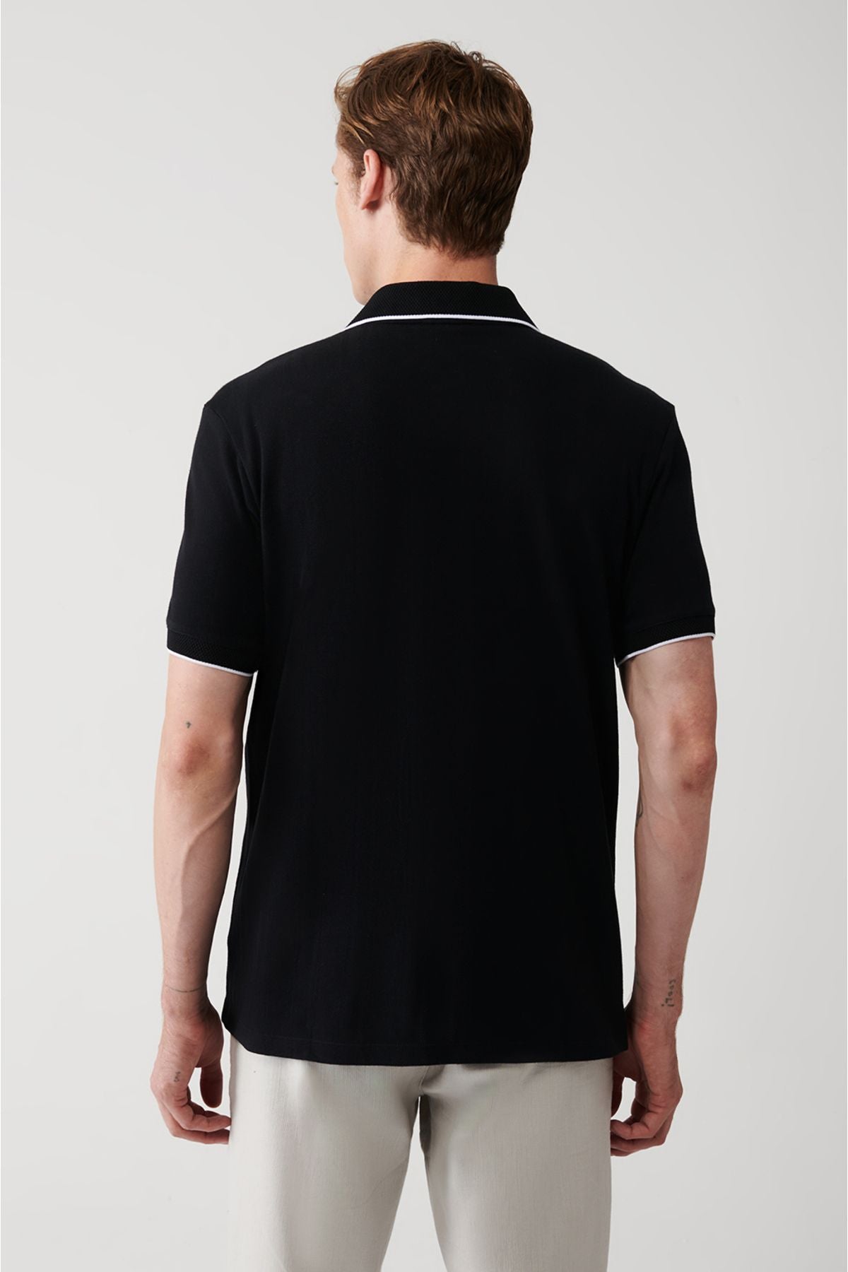 Men's Black 100 %Cotton Ribana Short Sleeve Shirt A31y2239