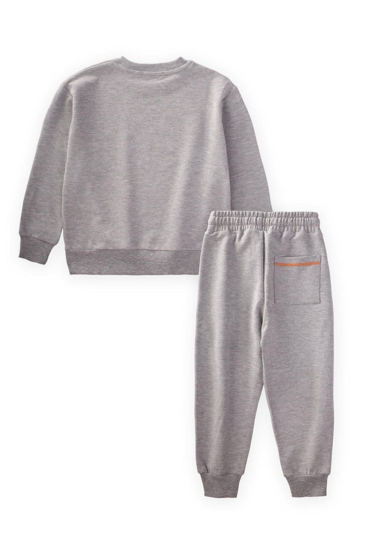 SKAY PRINTED SWEATSHİRT SET 3-9 AGE GRAY MELANLANJ