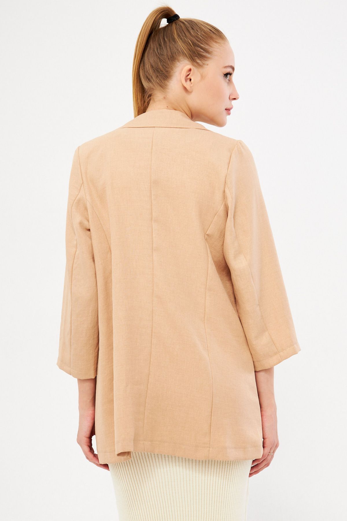 Female Beige Pocket Oversize Jacket ARM-24Y001115