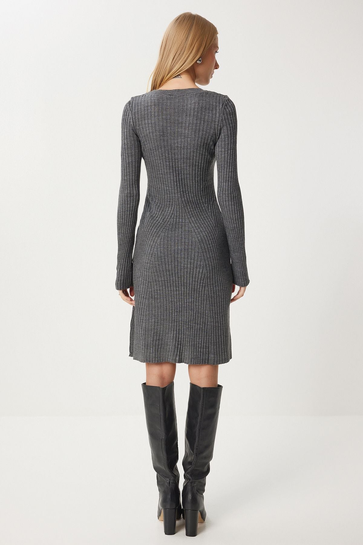 Female Gray Bicycle Collar Celiko Dress MX00172