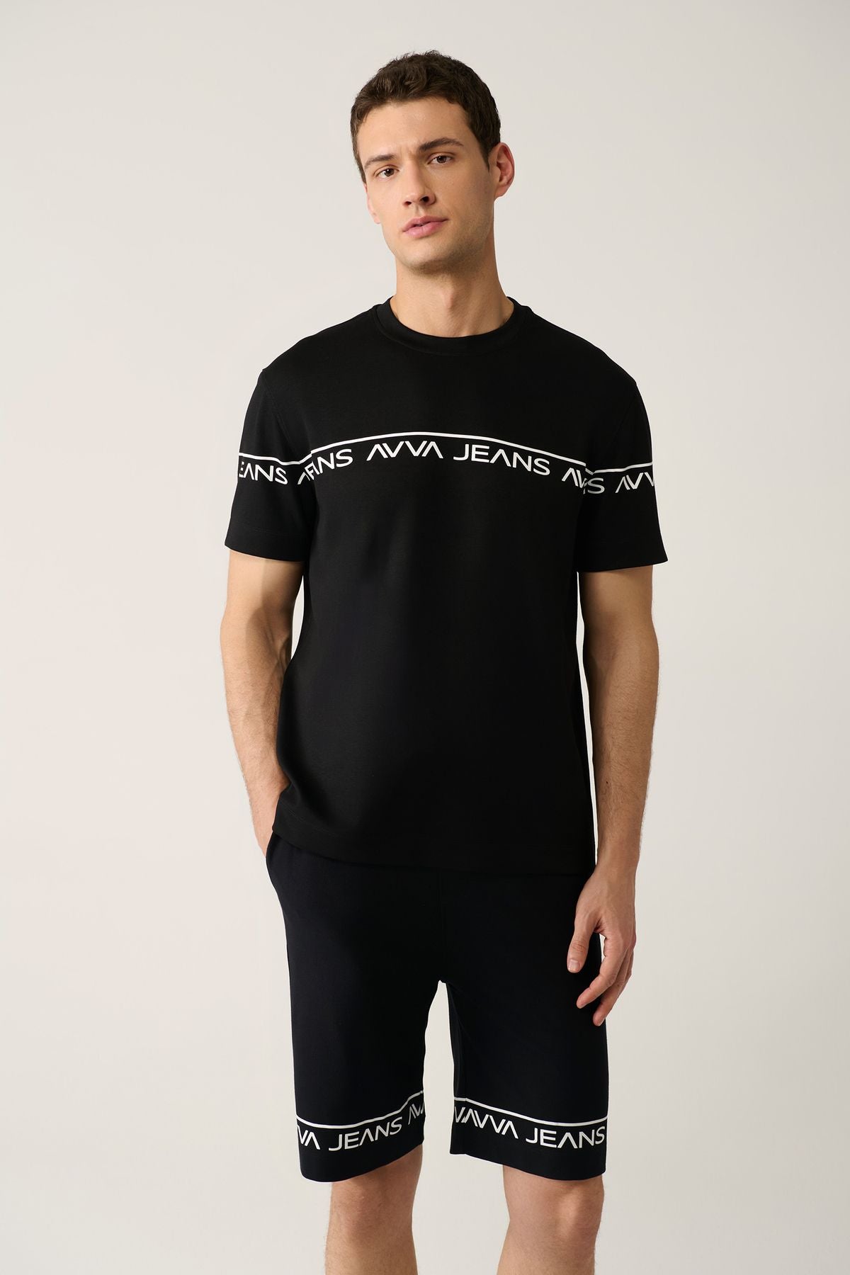 Men's Black Printed Bicycle Yaka Soft Touch T-shirt A41y1329