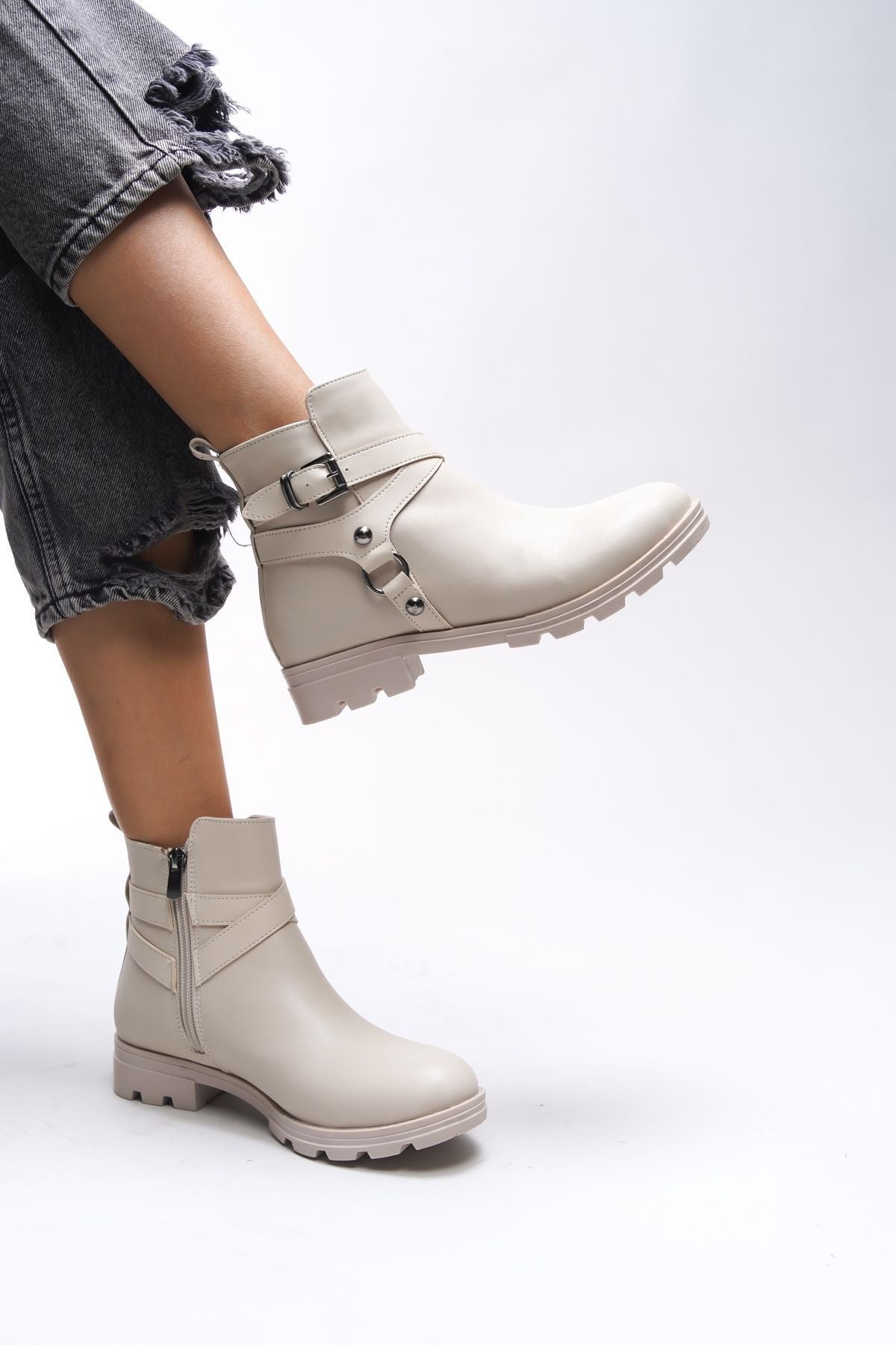 Lislaevar Women's Boka Detailed Bot 0012202 Beige Skin