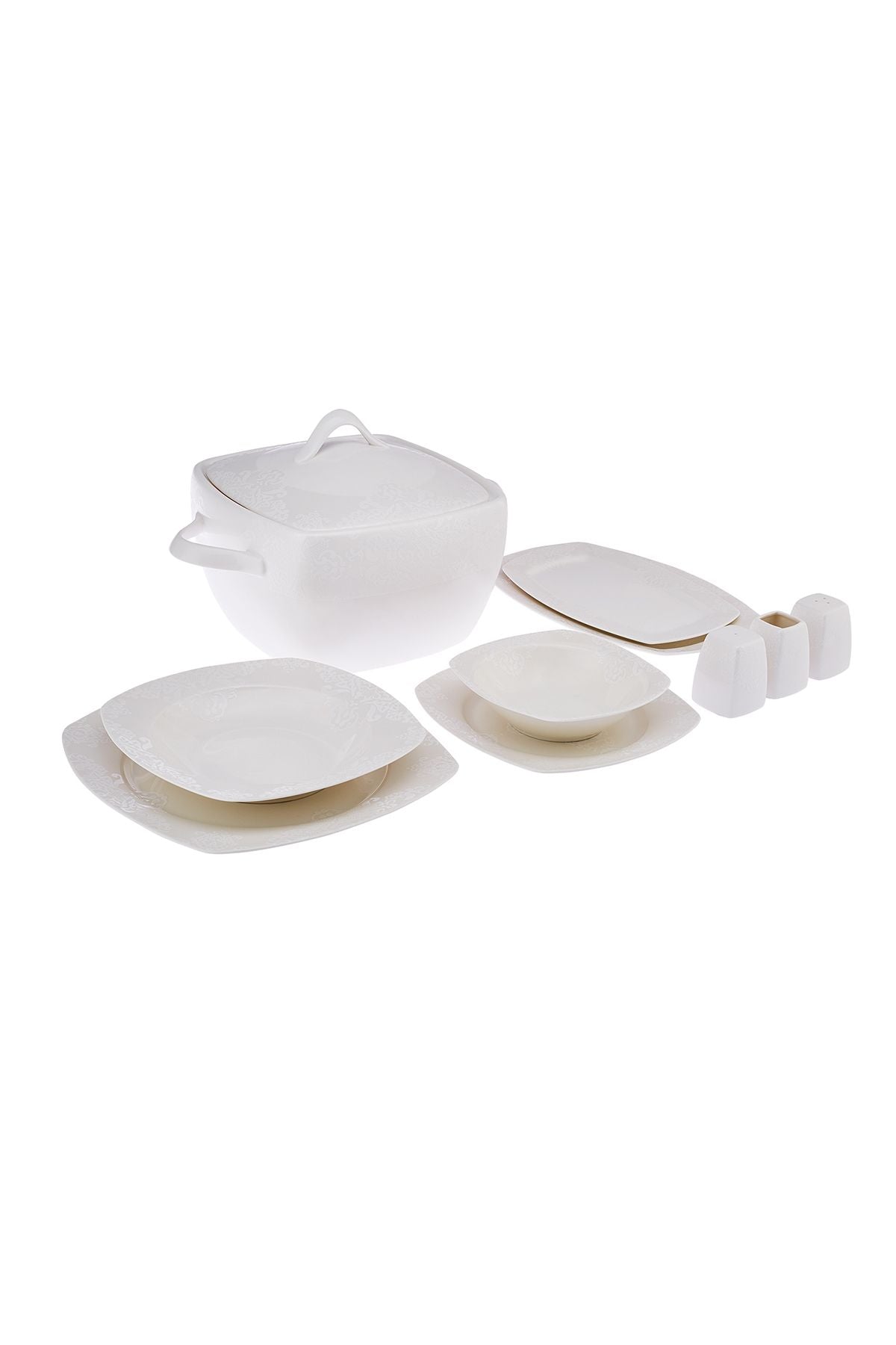 Bone new begonia dinner set of 12 people 60 pieces half square