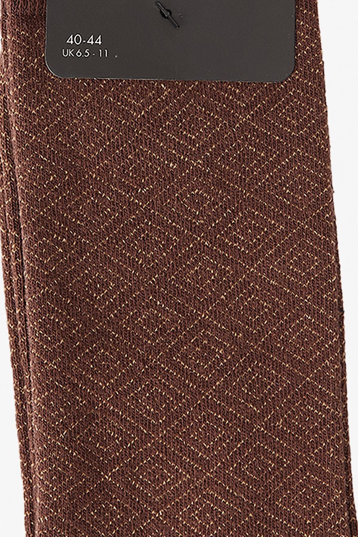 Men's Coffee-Bej Cotton Flexible Patterned Single Socket Socks