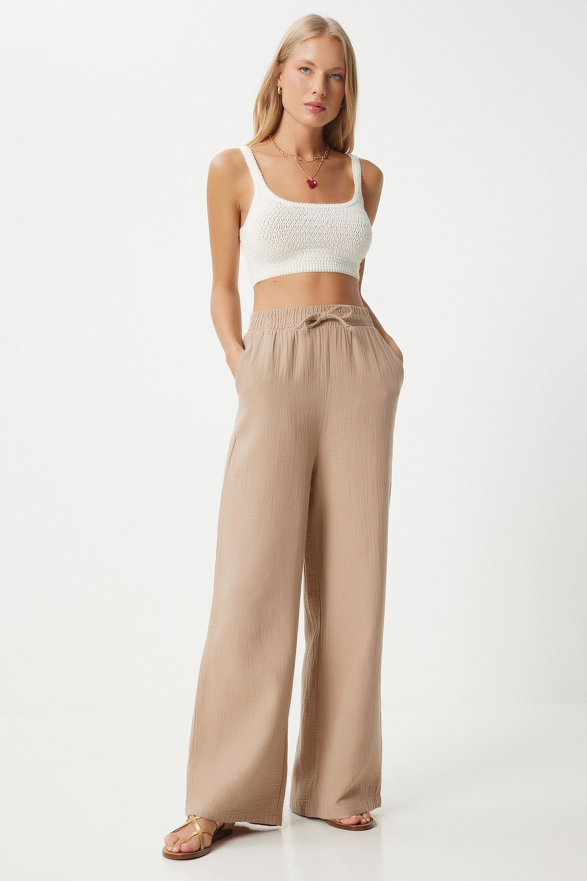 Female Biscuit Muslin Palazzo Pants MX00160