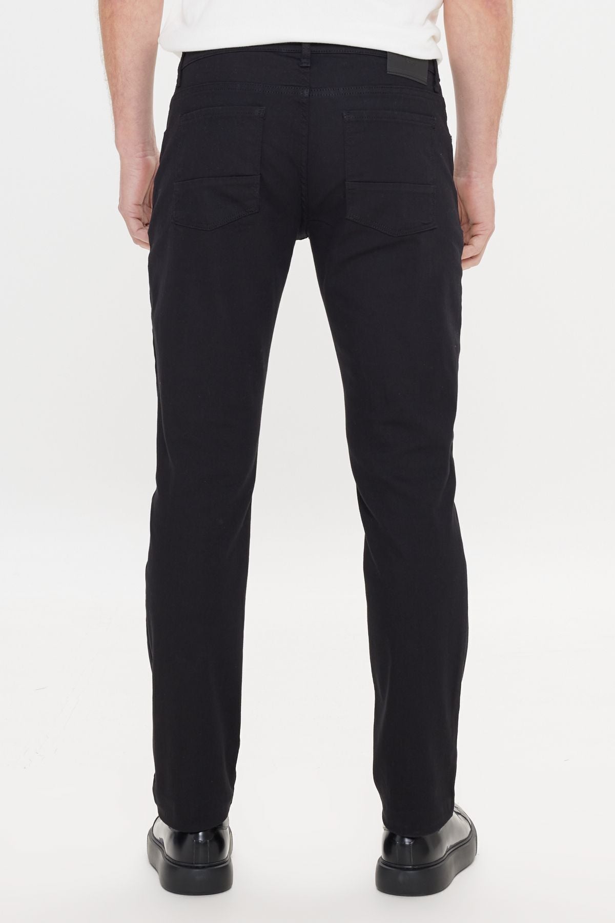 Men's black 360 degrees stretching in all directions slim fit narrow cut diagonal flexible patterned pants