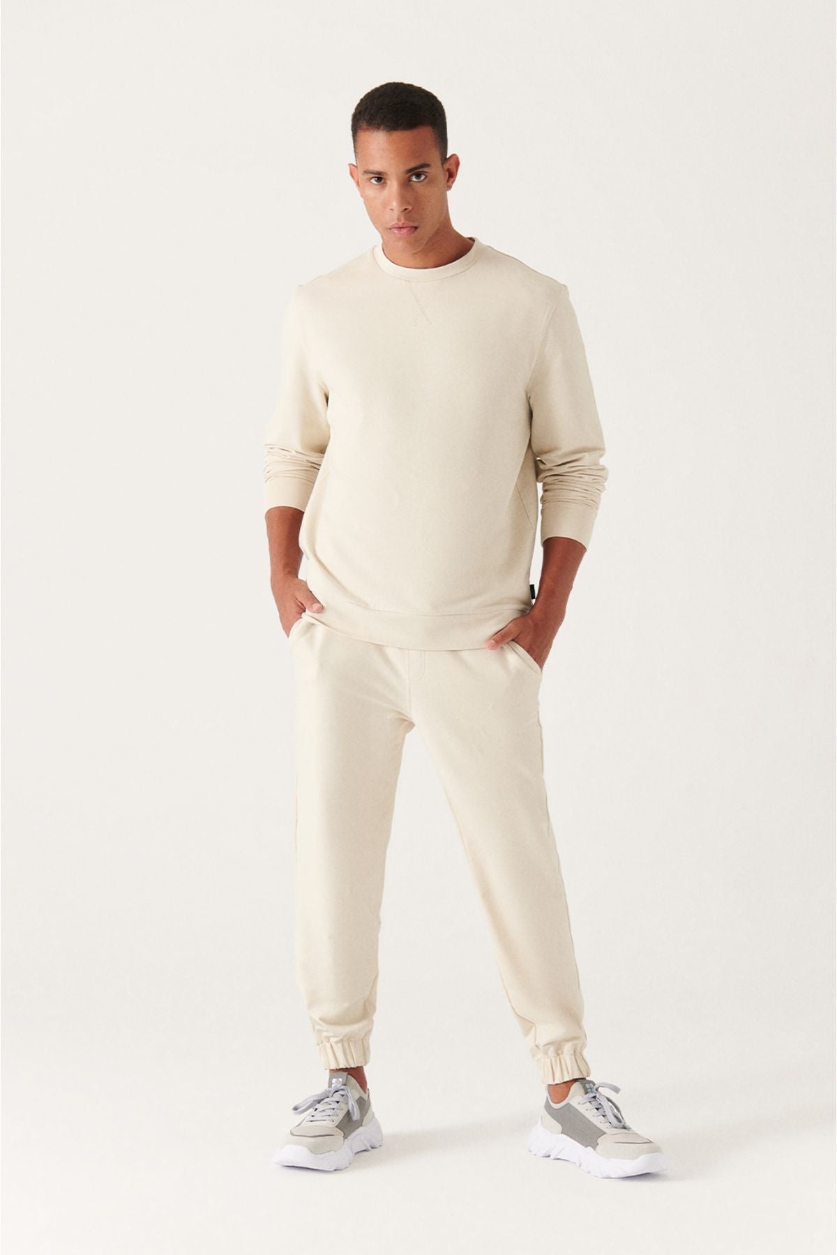 Men's Stone Waist Lacıklı Side Pocket Tape 2 IP Cotton Tracksuit Six E003403