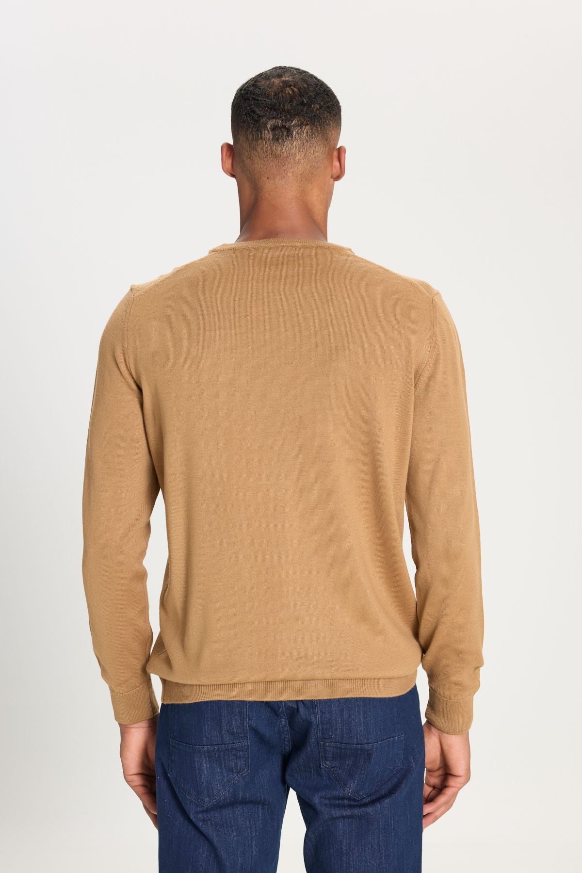 Men's Camel Standard Fit Normal Cut Bike Celiko Sweater