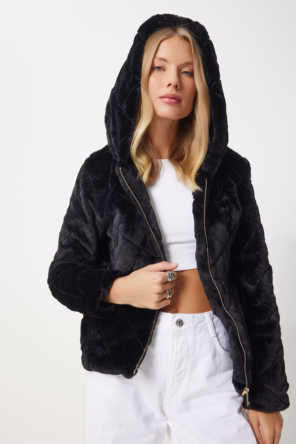 WOMEN BLACK HAPPED HAPPENED COLLAR RV00200