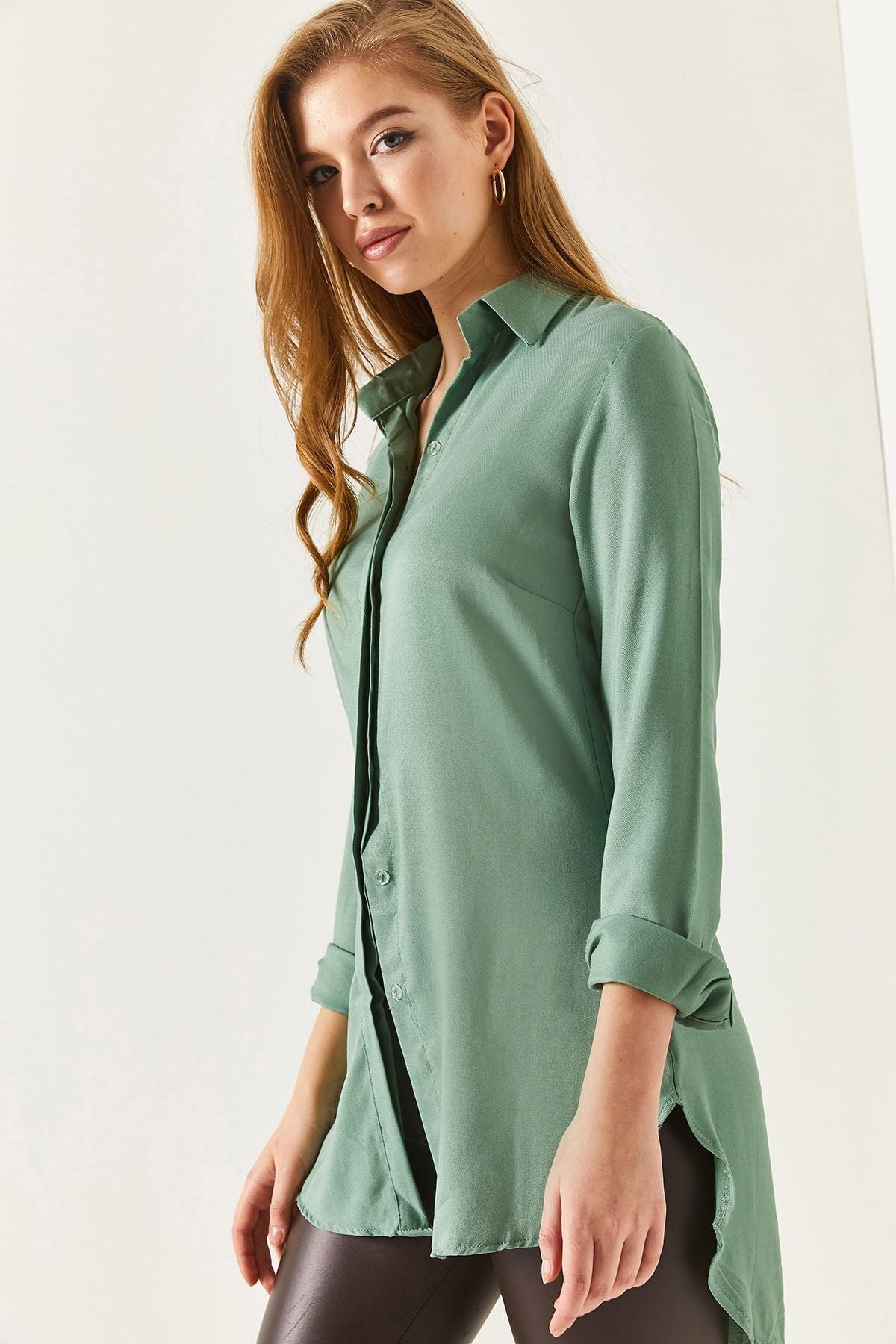 Women's Cagla Green Tunic Shirt ARM-19Y001003