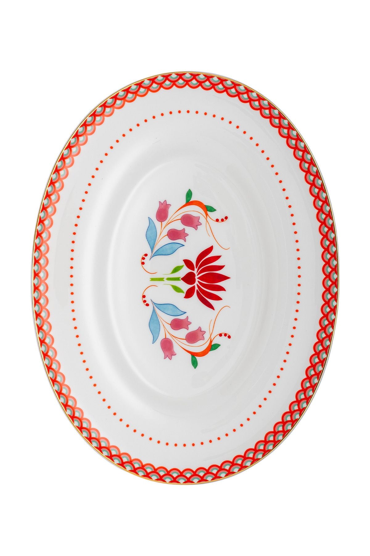 Istanbul Porcelain Pomegranate Fine Bone Bone Plate Red 26 cm