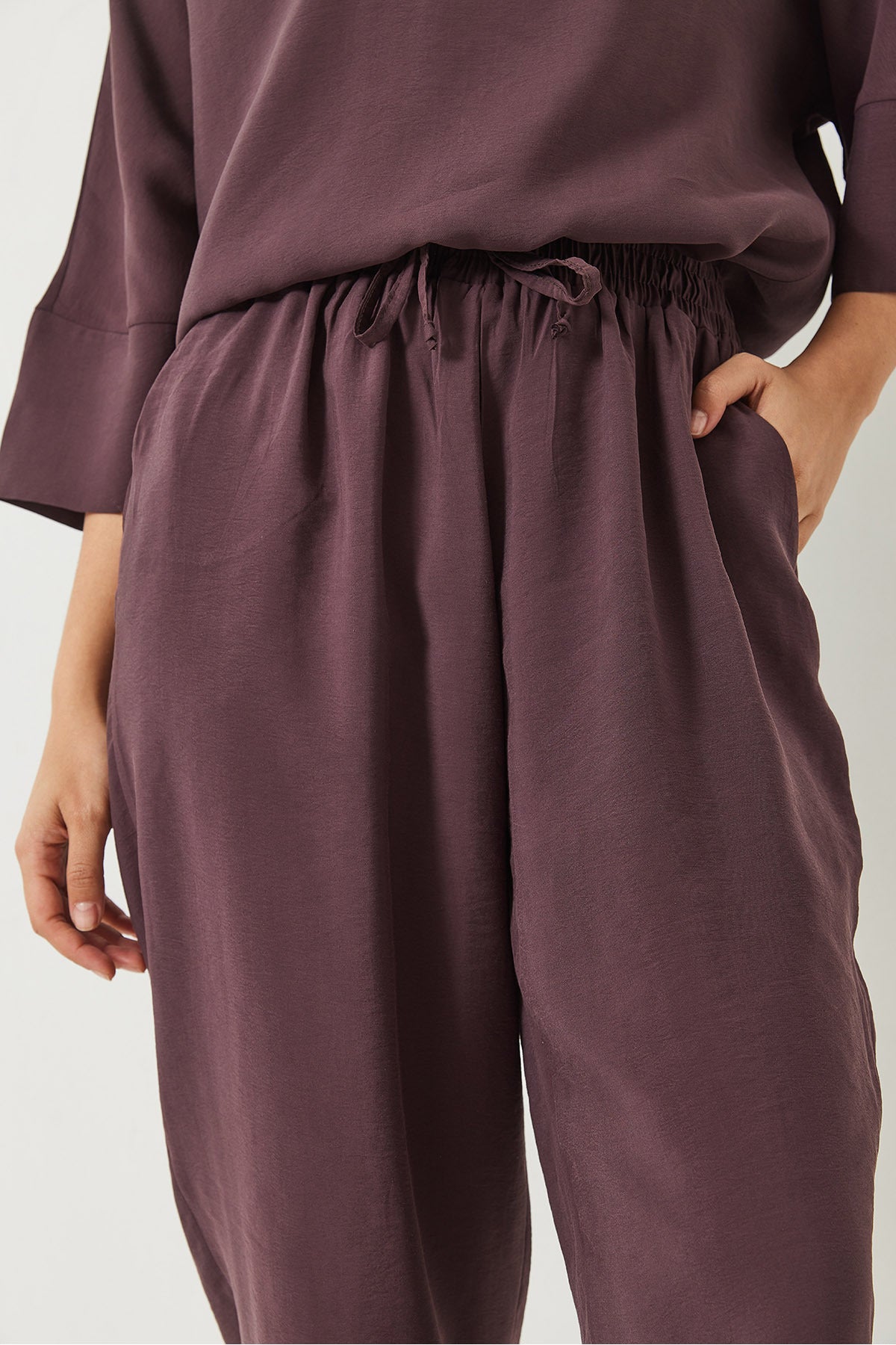 Women's Boat Neck Half Sleeve Blouse Elastic Waist Shalwar Trousers Bottom-Top Set 60283118