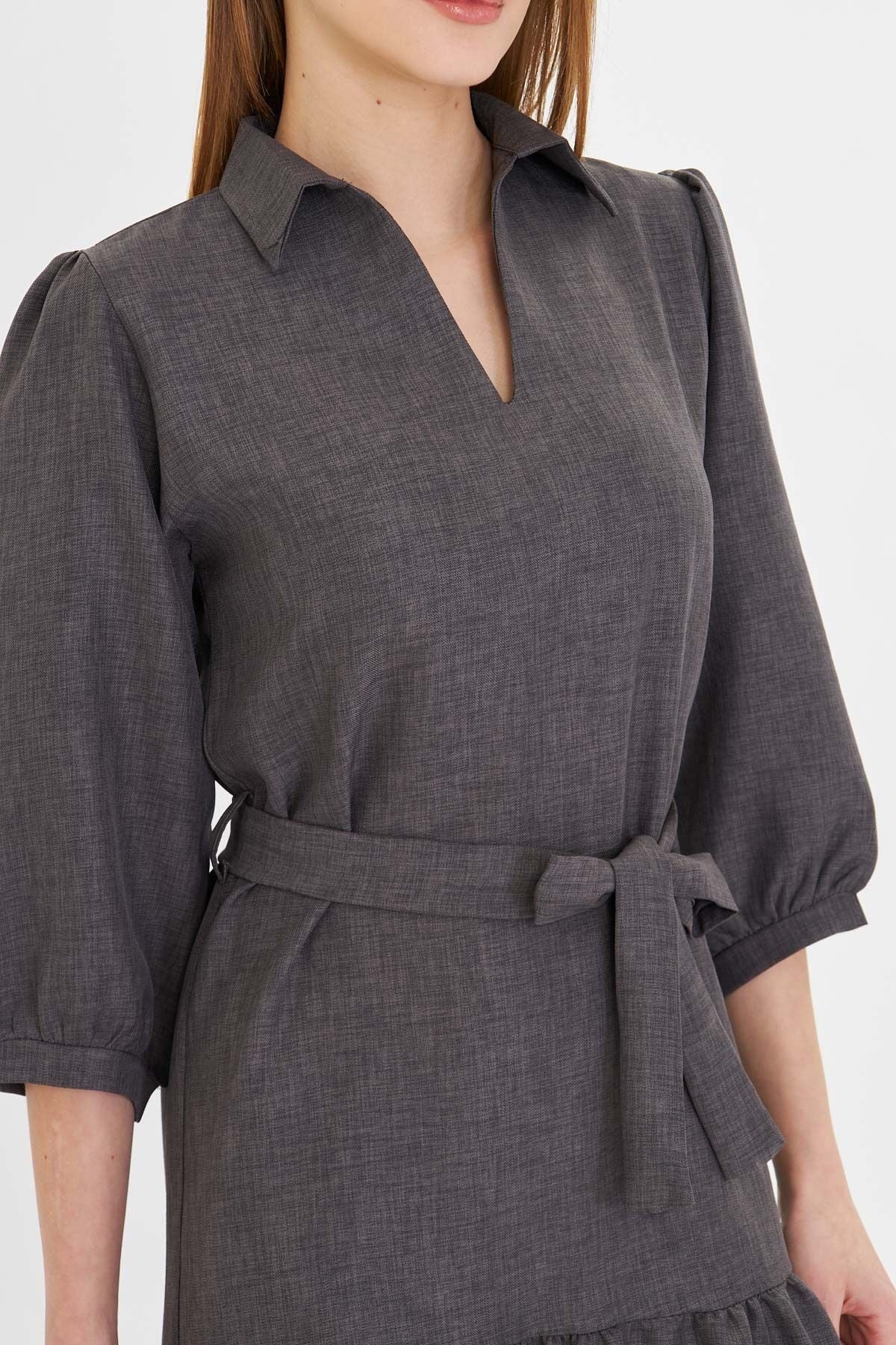WOMEN'S SMOKE SHIPS COLLAR QUILE SOLD BELEED SNECT SNIST SHIRT DRESS ARM-25Y001010