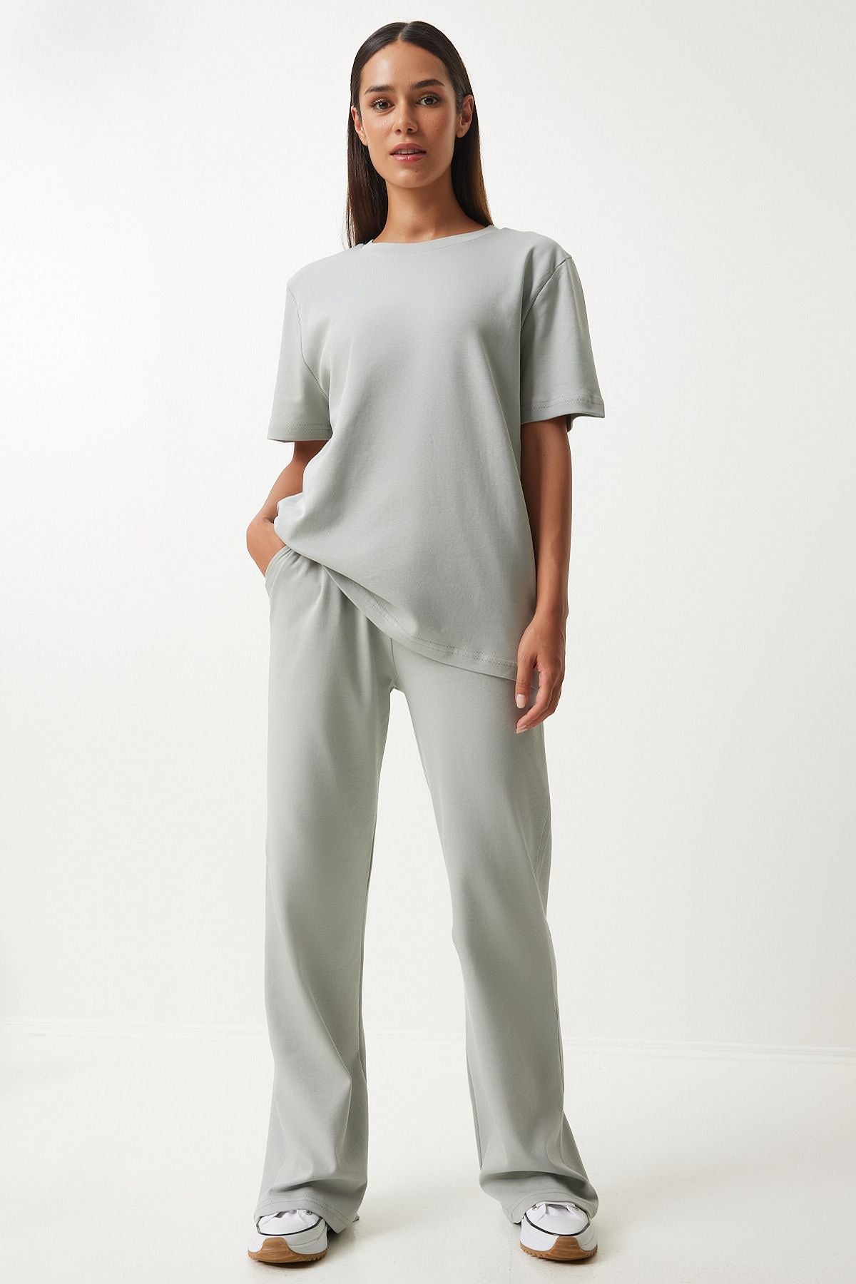 Female Gray T-Shirt Tracksuit Team FN03215