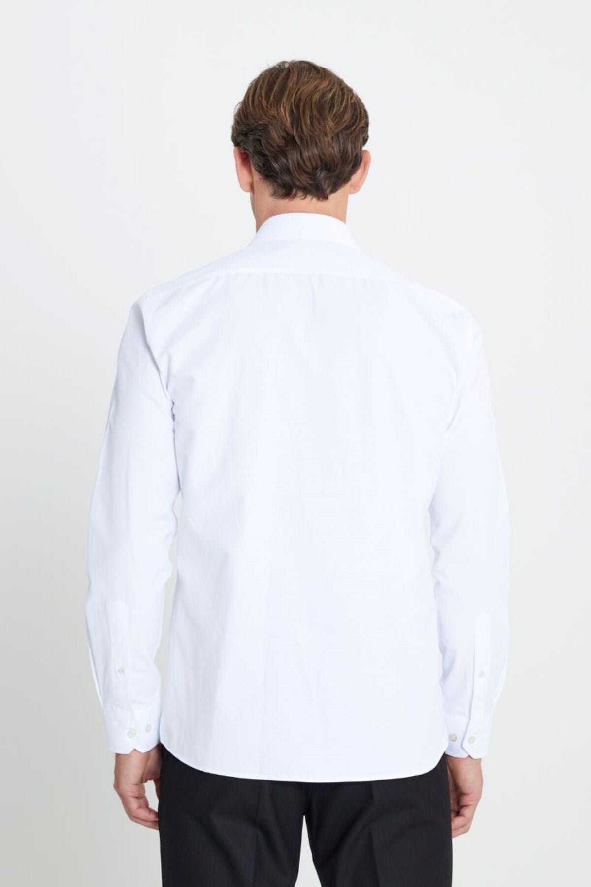 Slim Fit Narrow Cut Classic Collar Amestyan White Shirt