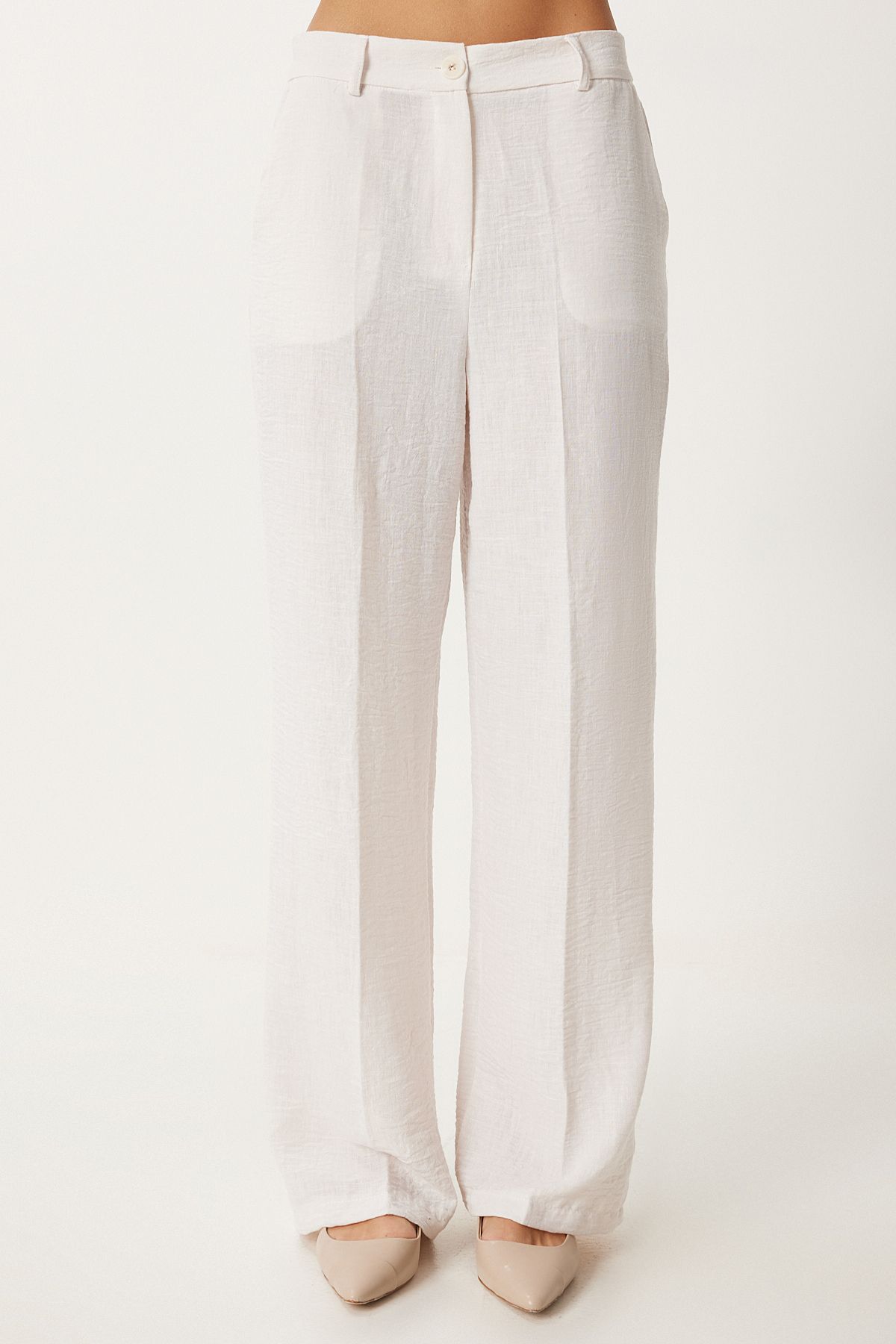 Women's Cream Light Transparent Shawl Yaka Vest Pants Set FN03231