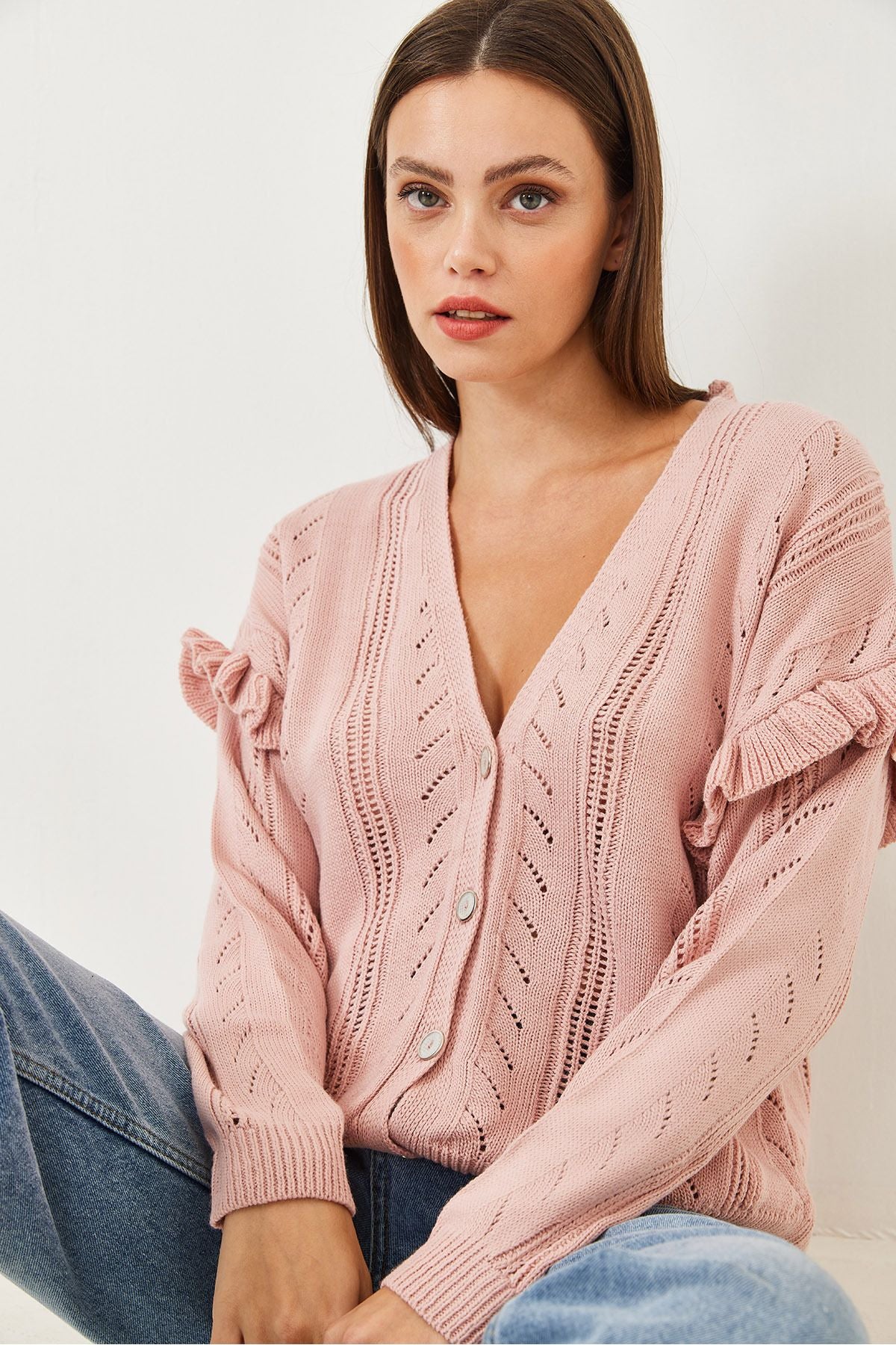 WOMEN OUTWOYRED Ruffle knitwear cardigan