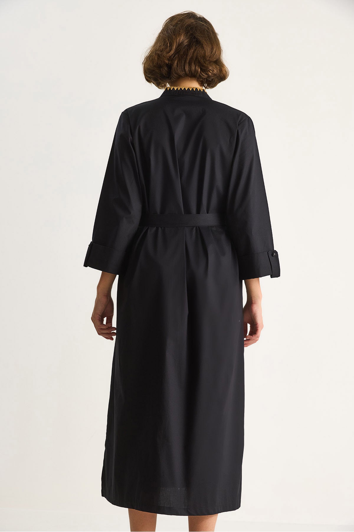 Women's Collar Collar Long Dress with Pocket Detail 60284070