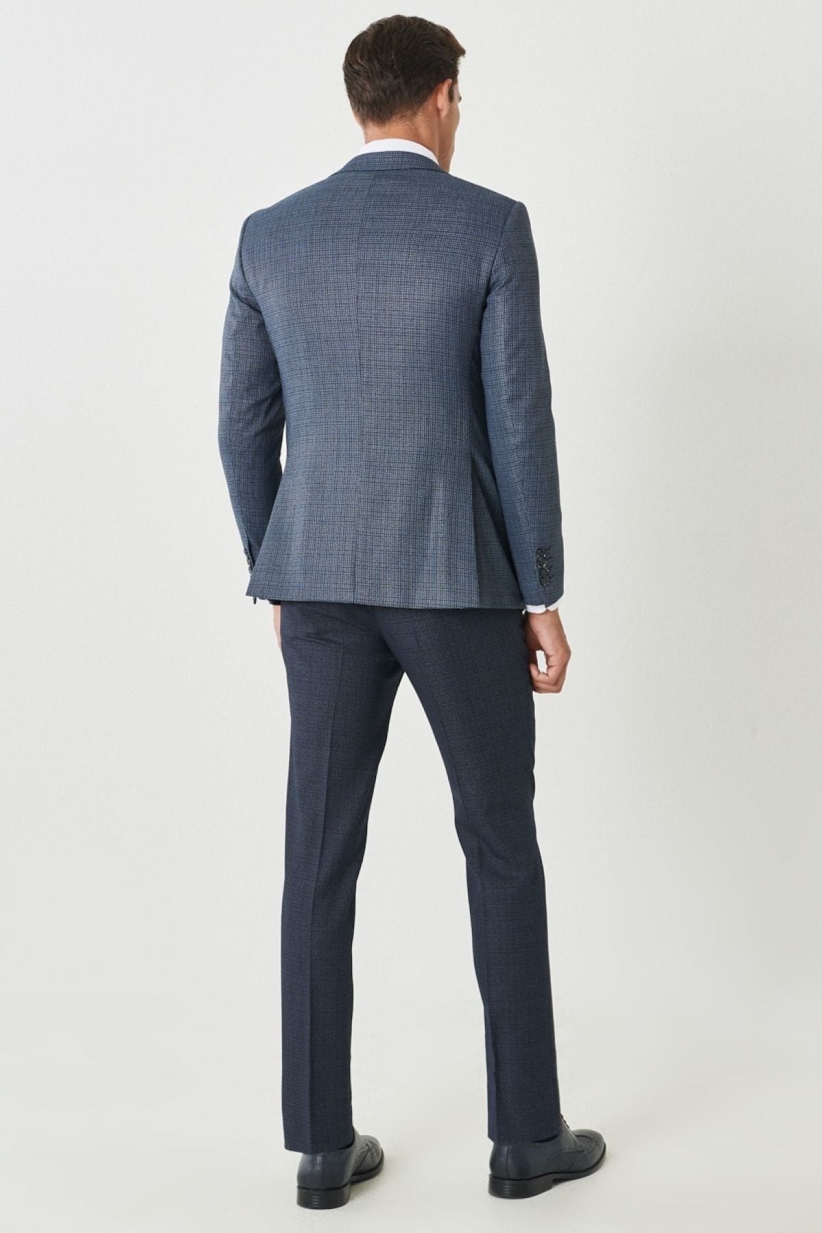 Men's Navy Blue Slim Fit Narn Cut Mono Yaka Amelor Classic Suit with Amelor West