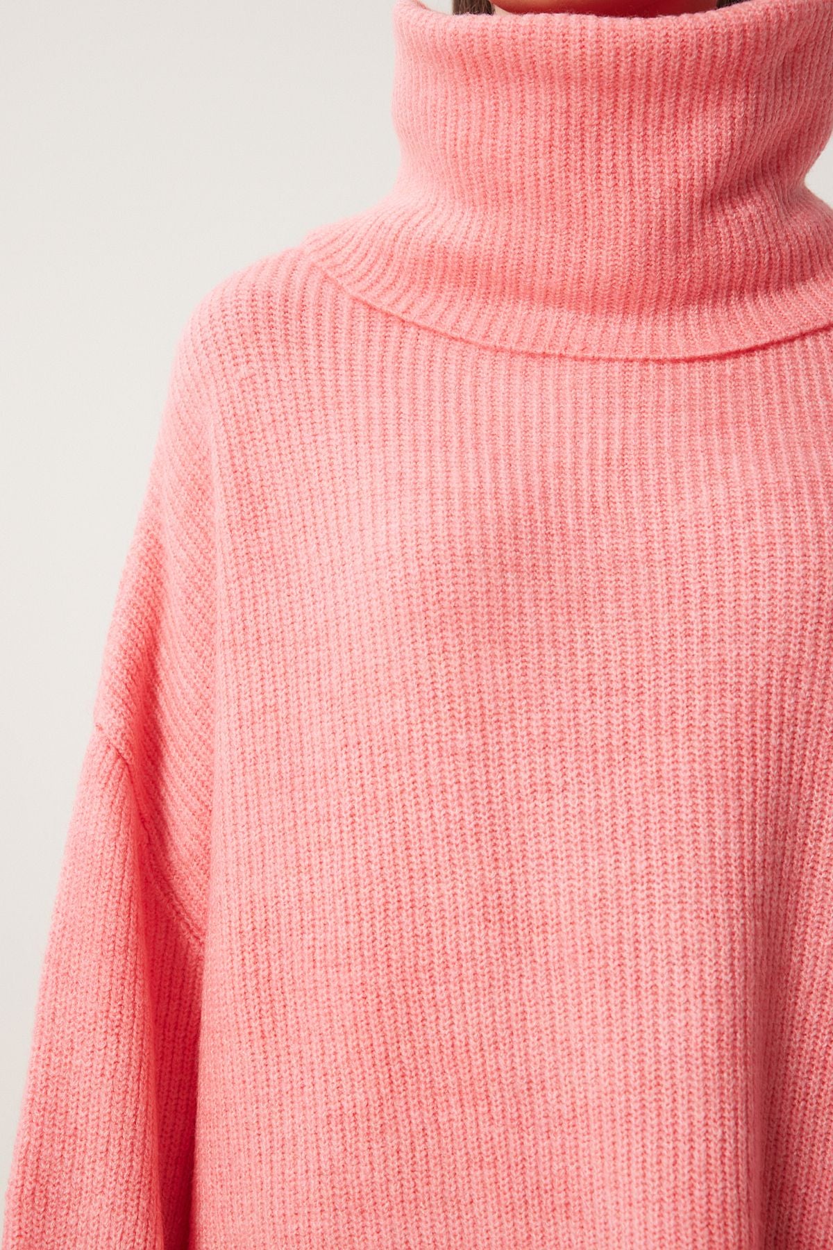 Female pink fisherman collar Long knitwear sweater MX00107