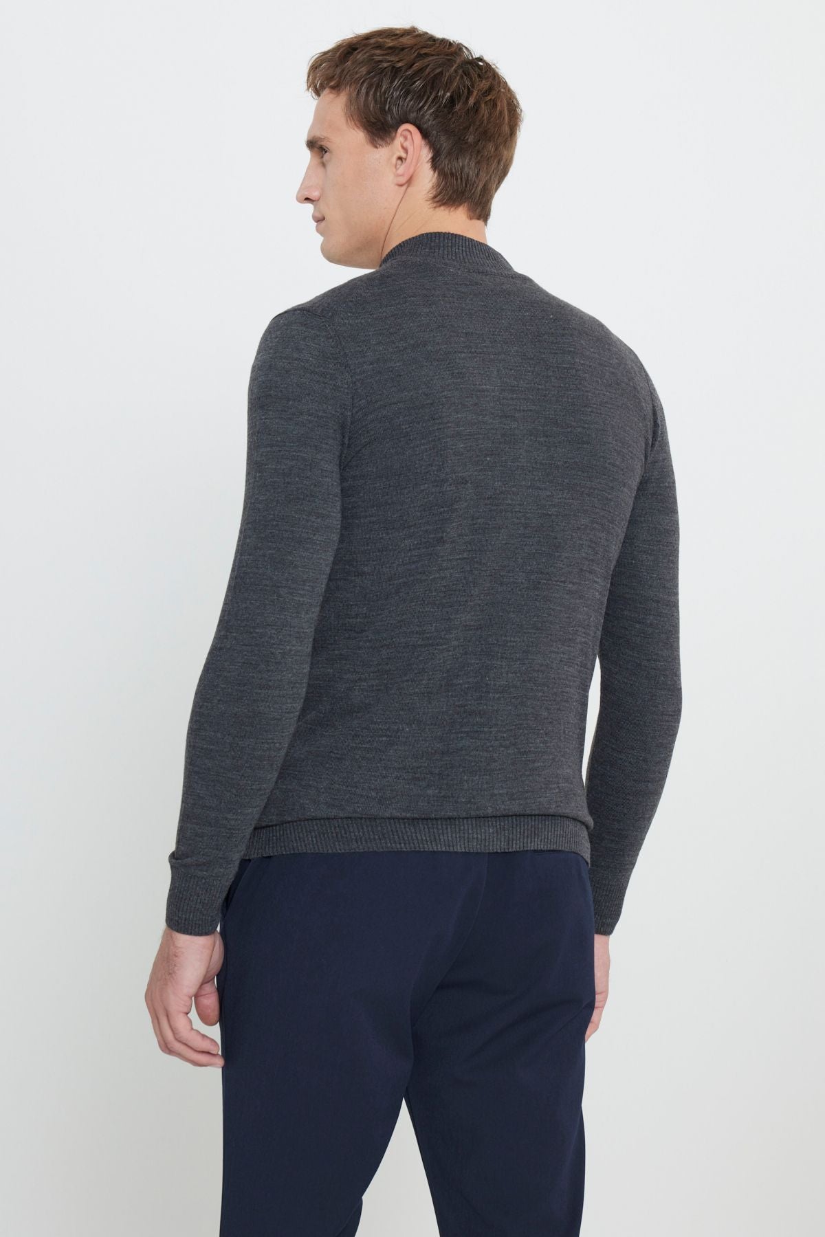 Men's anthracite-melanj Flash Normal Normal Normal Cut Ortak Triko Cardigan