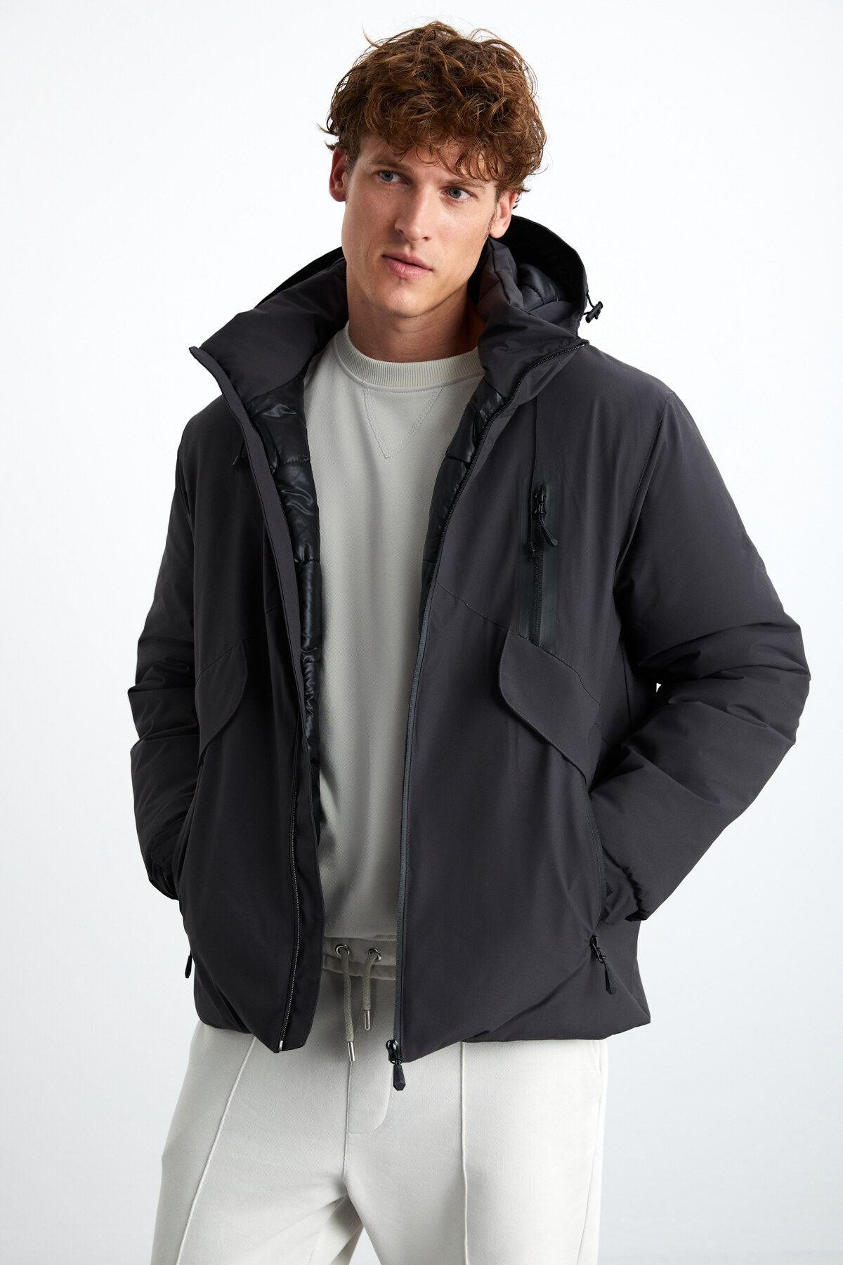 Randers Men's 100 %Polyester Hooded Water Repulse Smoked Coat