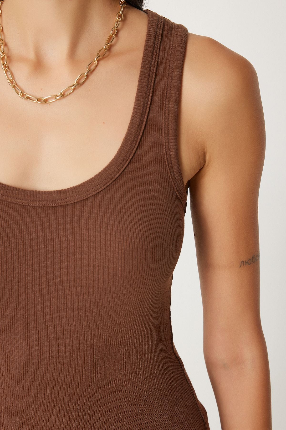 Female Brown White 2 Piece Wicks Thick Strap Knitted Athlete HJ00010