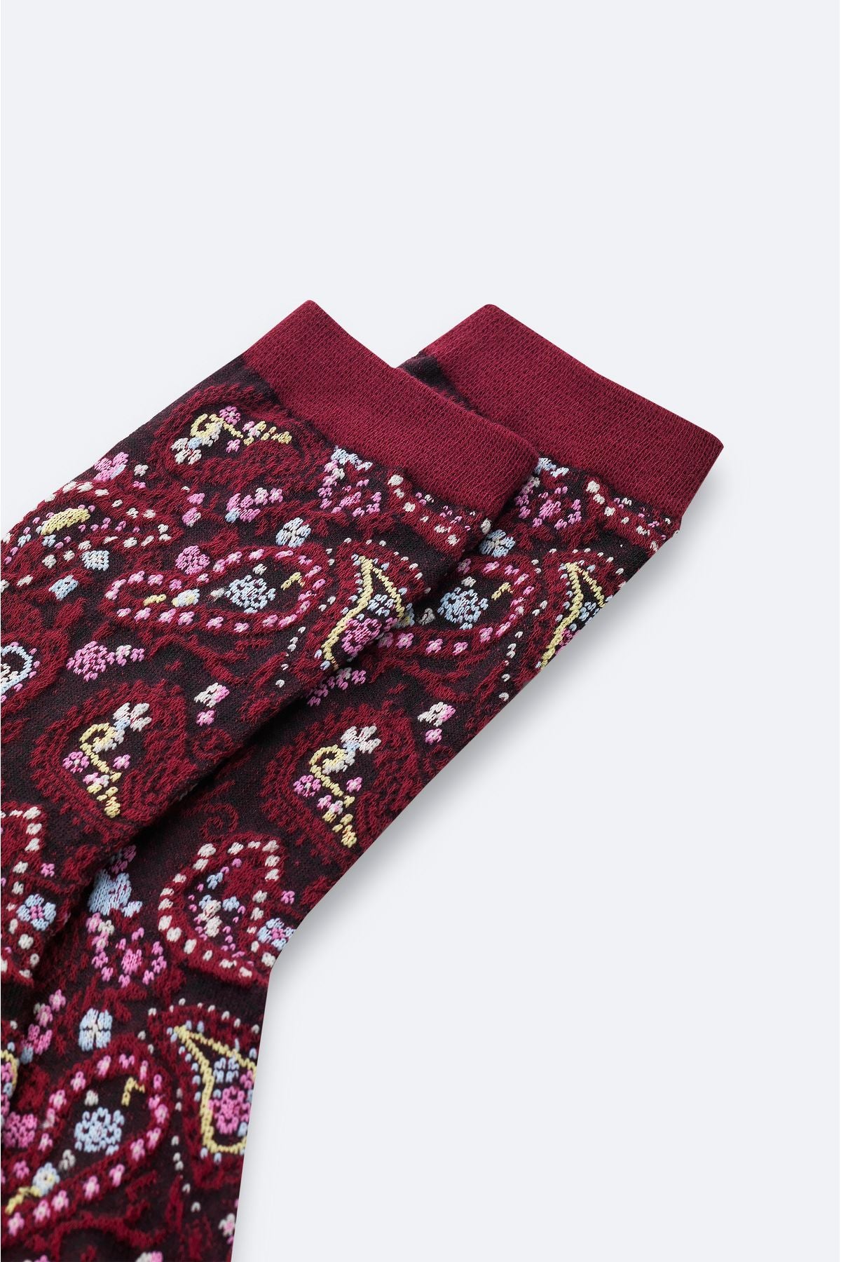 Men's burgundy cotton shawl patterned socket socks A42y8523
