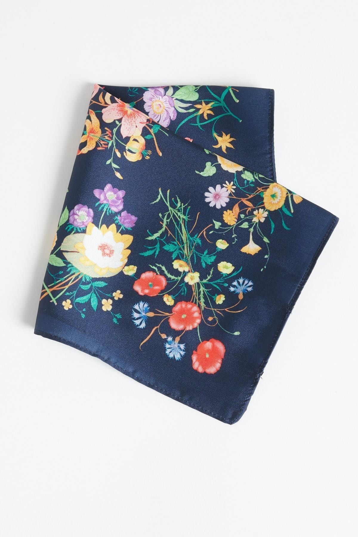 Men's navy blue patterned handkerchief