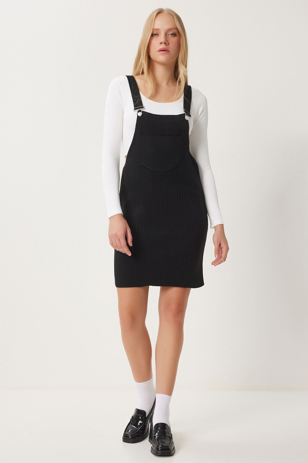 Female Black Wide Pocket Vum Triko Salopet CI00112