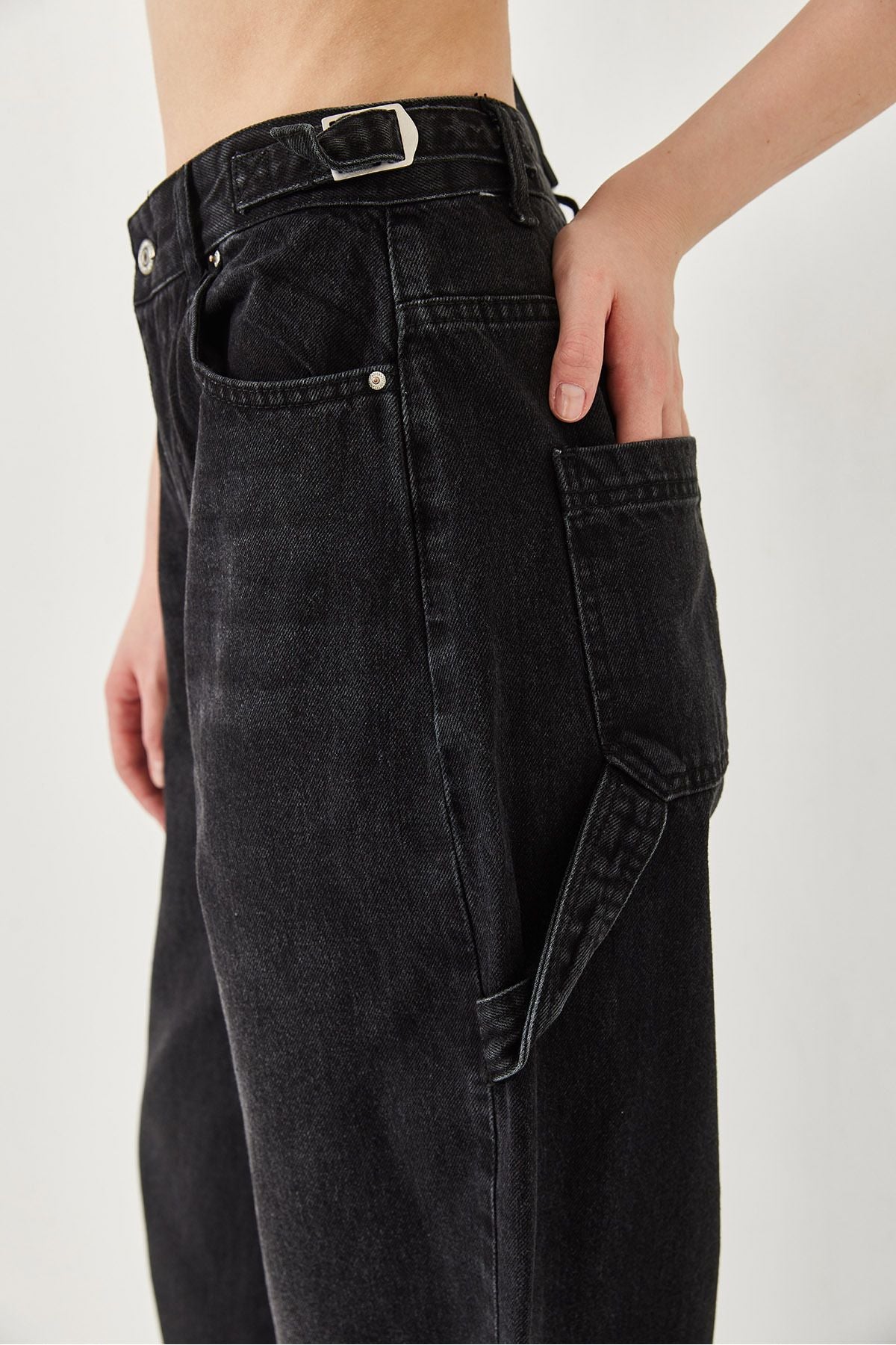 Women's Side Apolele Baggy denim pants 390-ykm 60261306