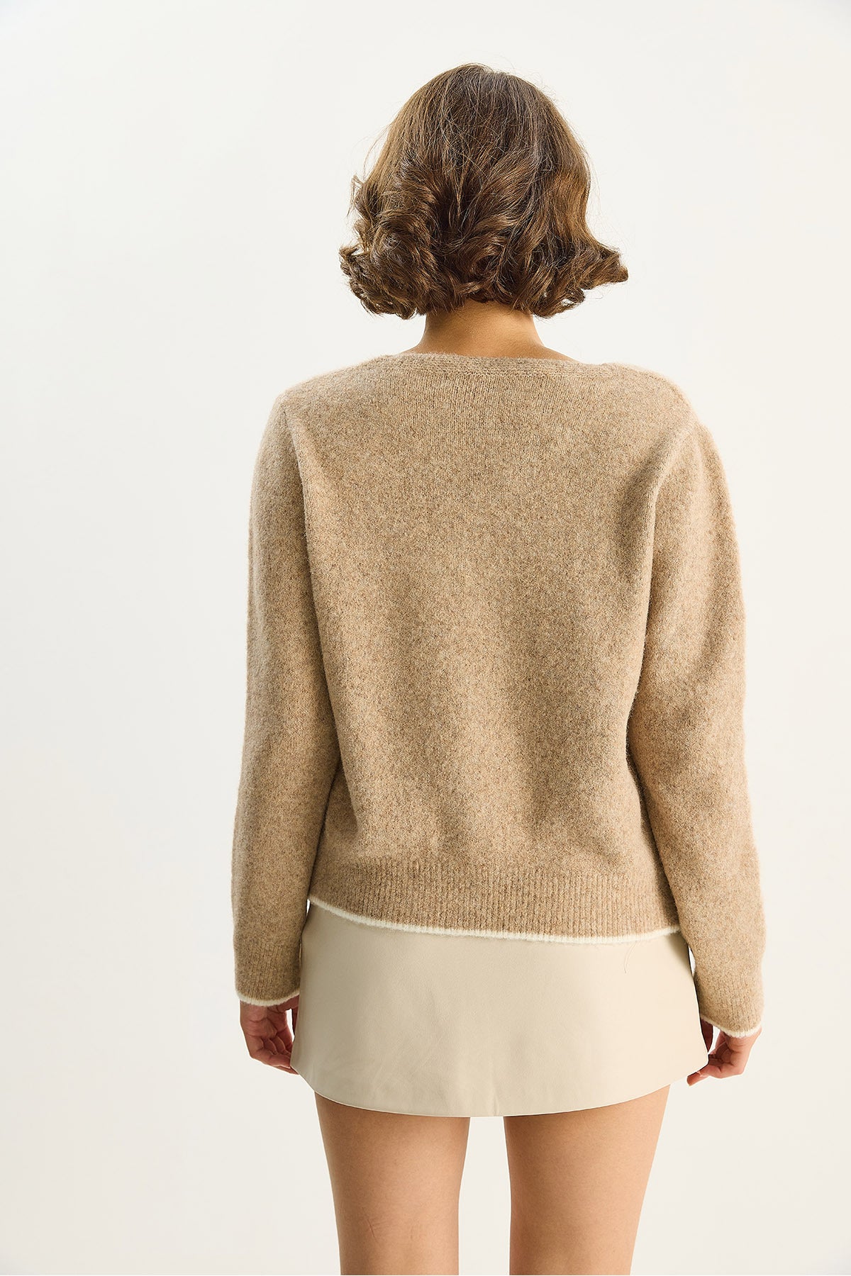 Women's V-Neck Bow Accessory Closure Knitwear Cardigan 9056 60283707