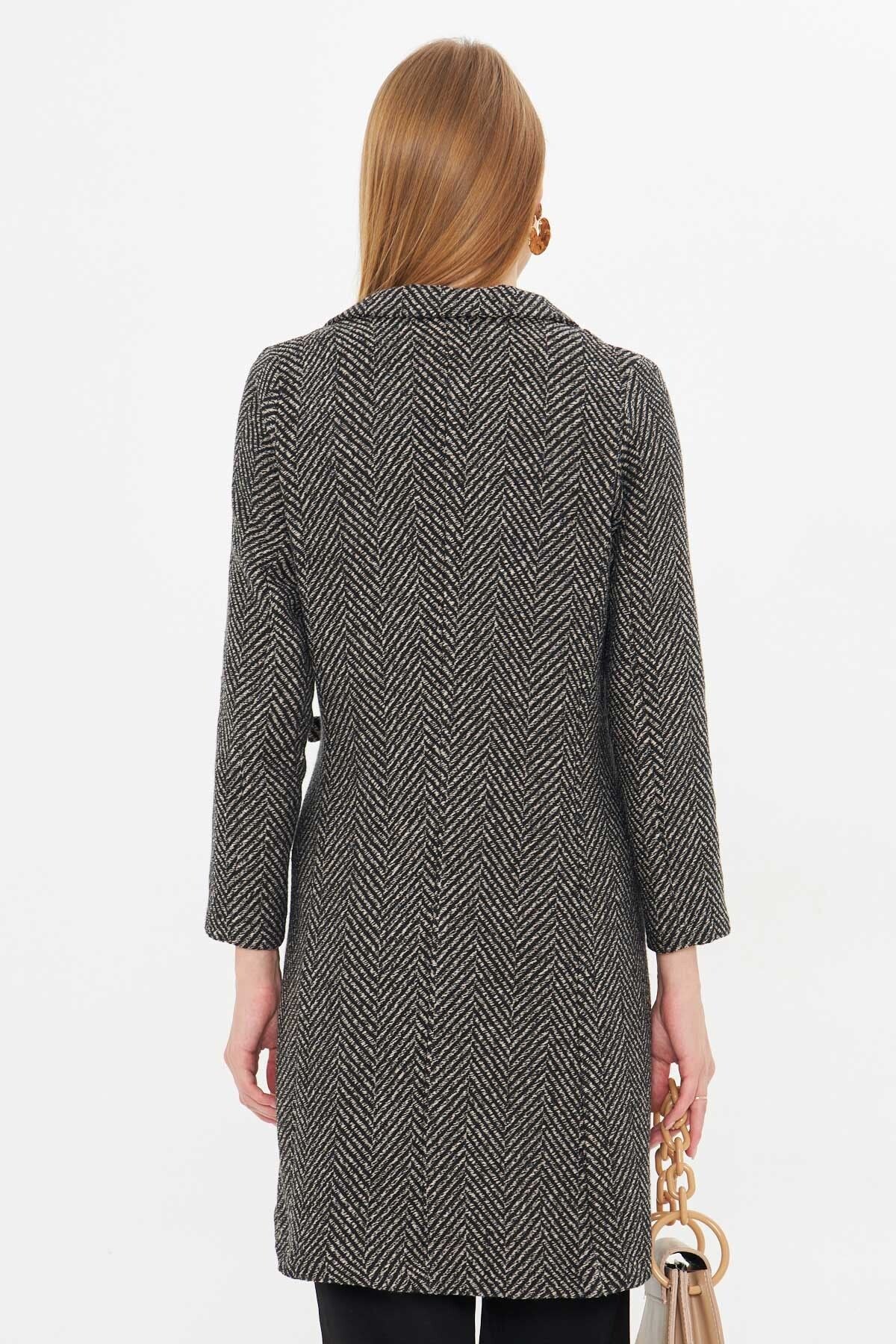 Female Mink Side-Tie Fish Pattern Pattern Long Stamp Coat ARM-24K001010