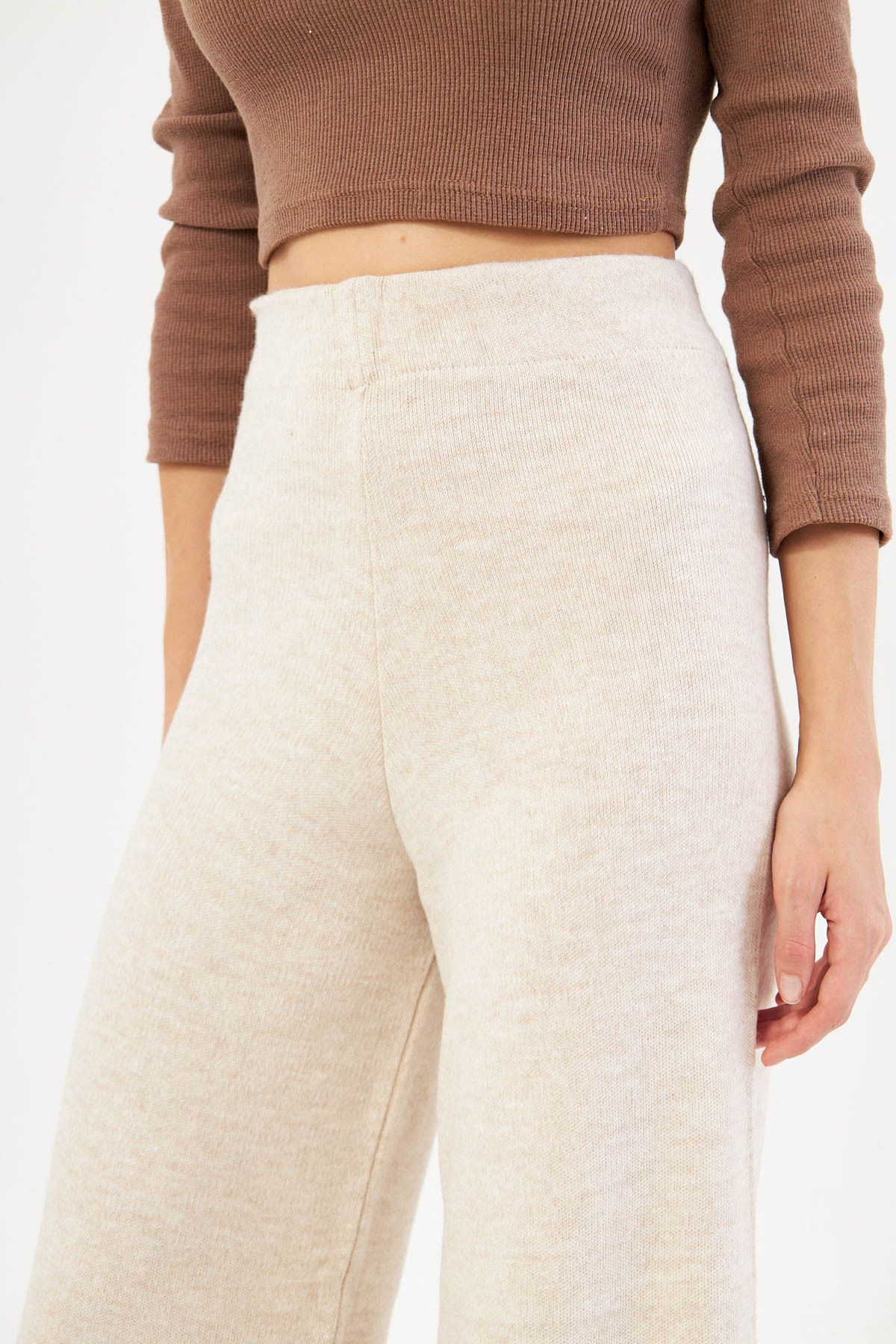Female Beige Waist Triko Palazzo Pants Arm-25k069003