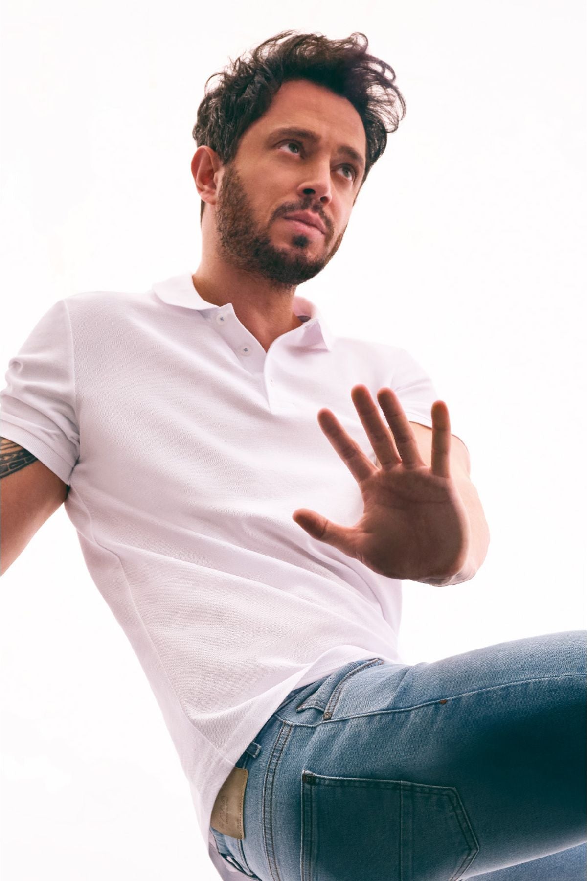 Men's white 100 %cotton cool, Polo Yaka T-shirt E001004