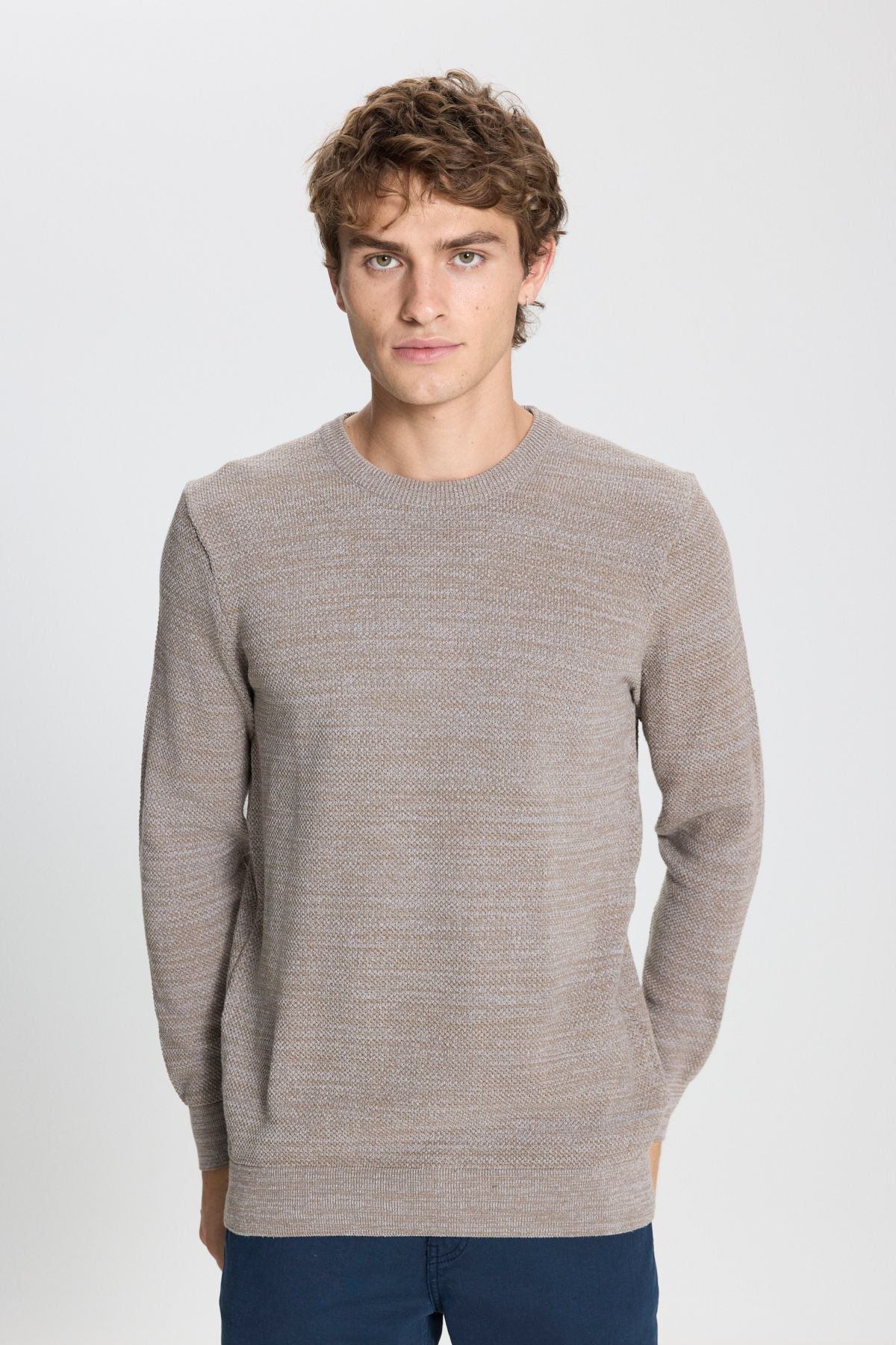 Men's Bronze-GRI Standard Fit Normal Cut Bicycle Patterned Knitwear Sweater