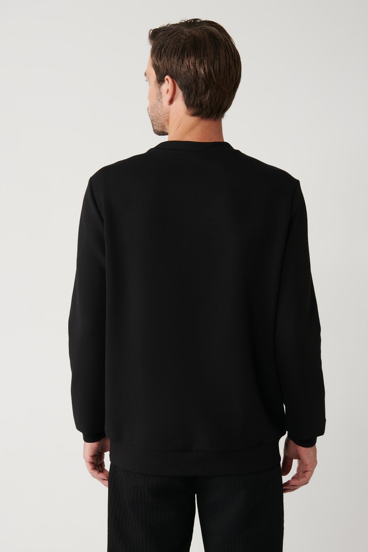 Men's black bike collar interlok fabric printed sweatshirt a32y1311
