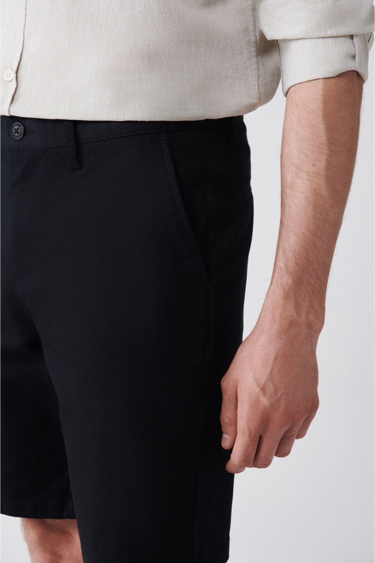 Men's black flexible patara chino canvas shorts B003730