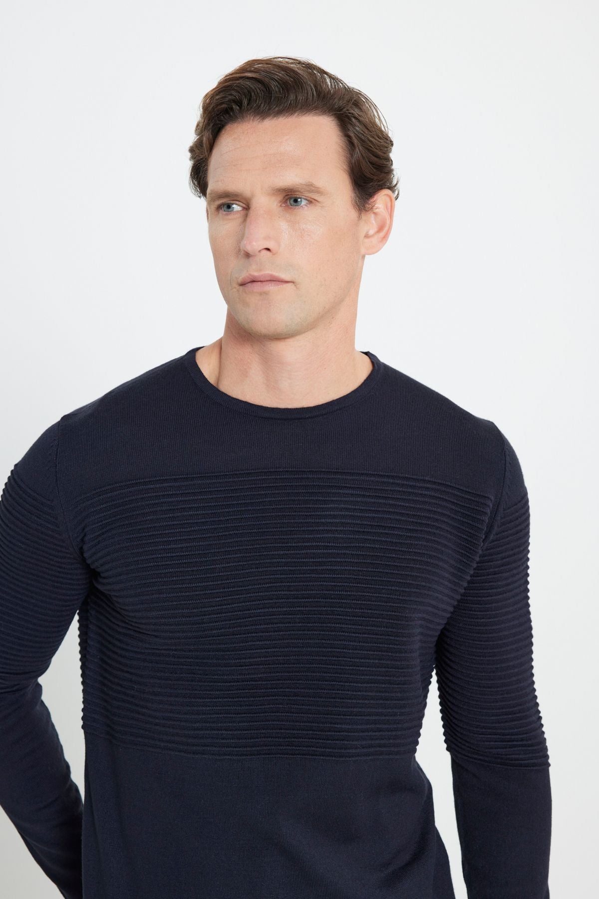 Men's Navy Blue Standard Fit Normal Cutting Normal Class