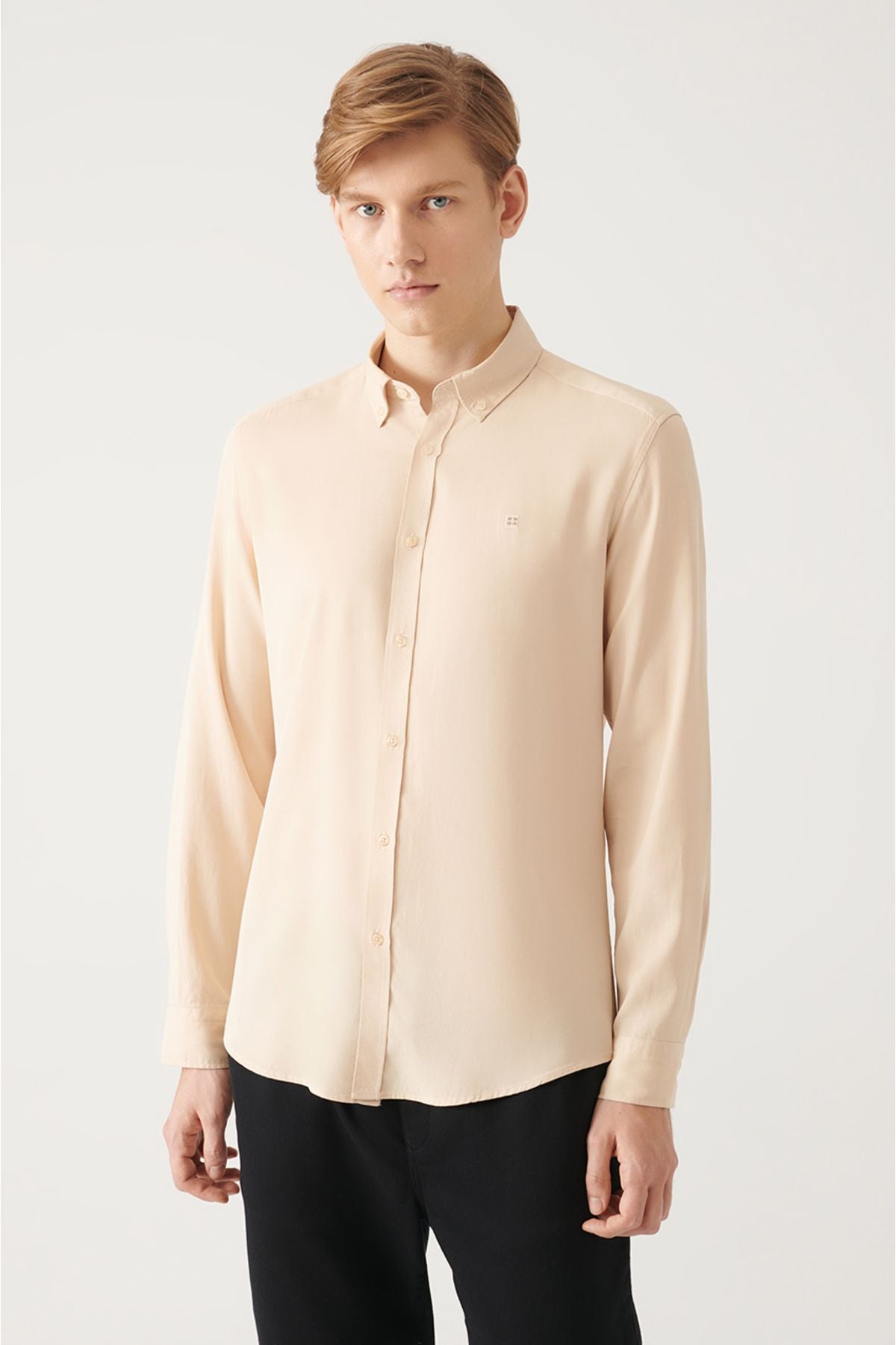 Mink button collar comfort fit Tensel shirt B002001