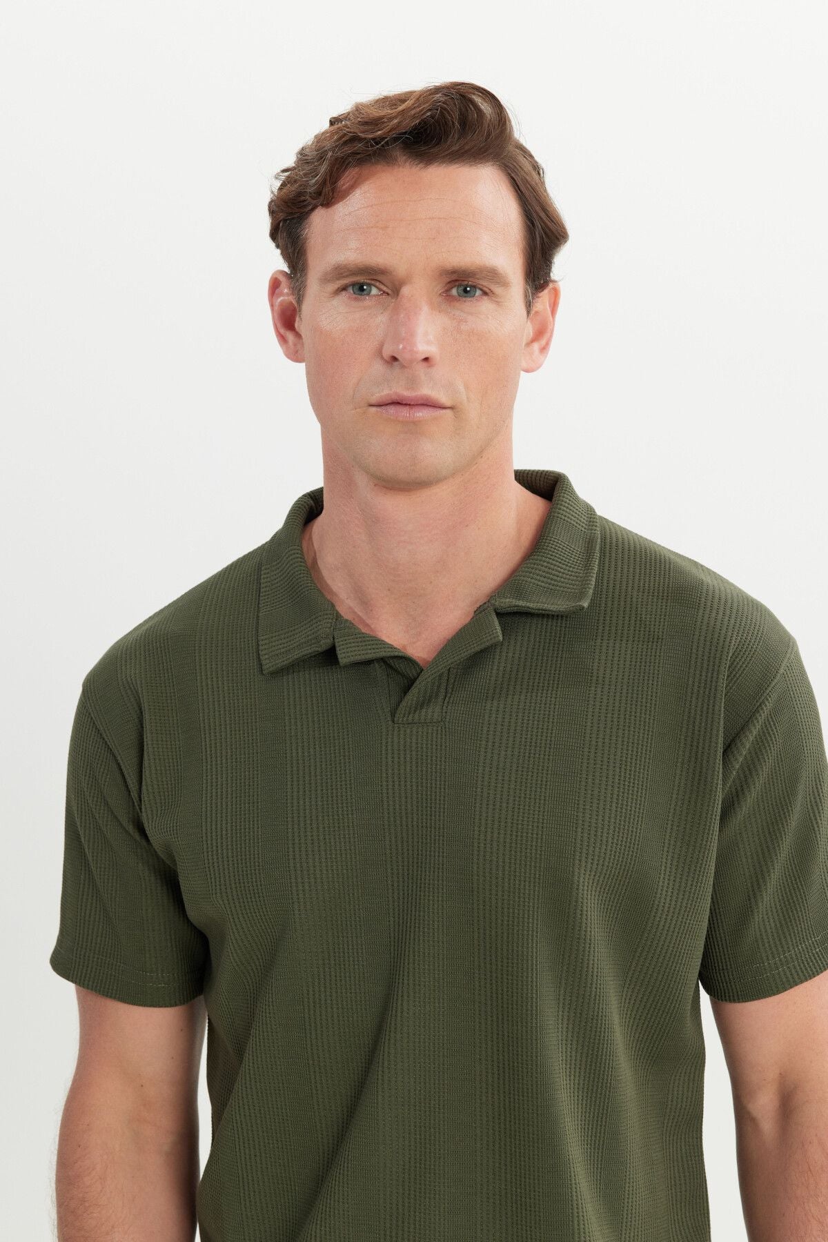 Men's Khaki Relax Fit Casual Cut Polo Yaka T -shirt
