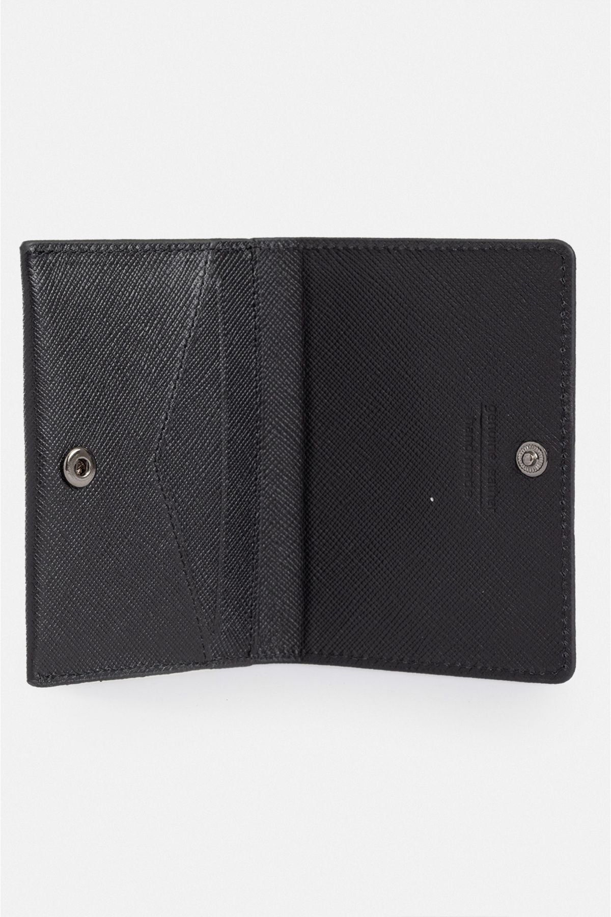 Men's black 100 %leather snap closure card A31y9550