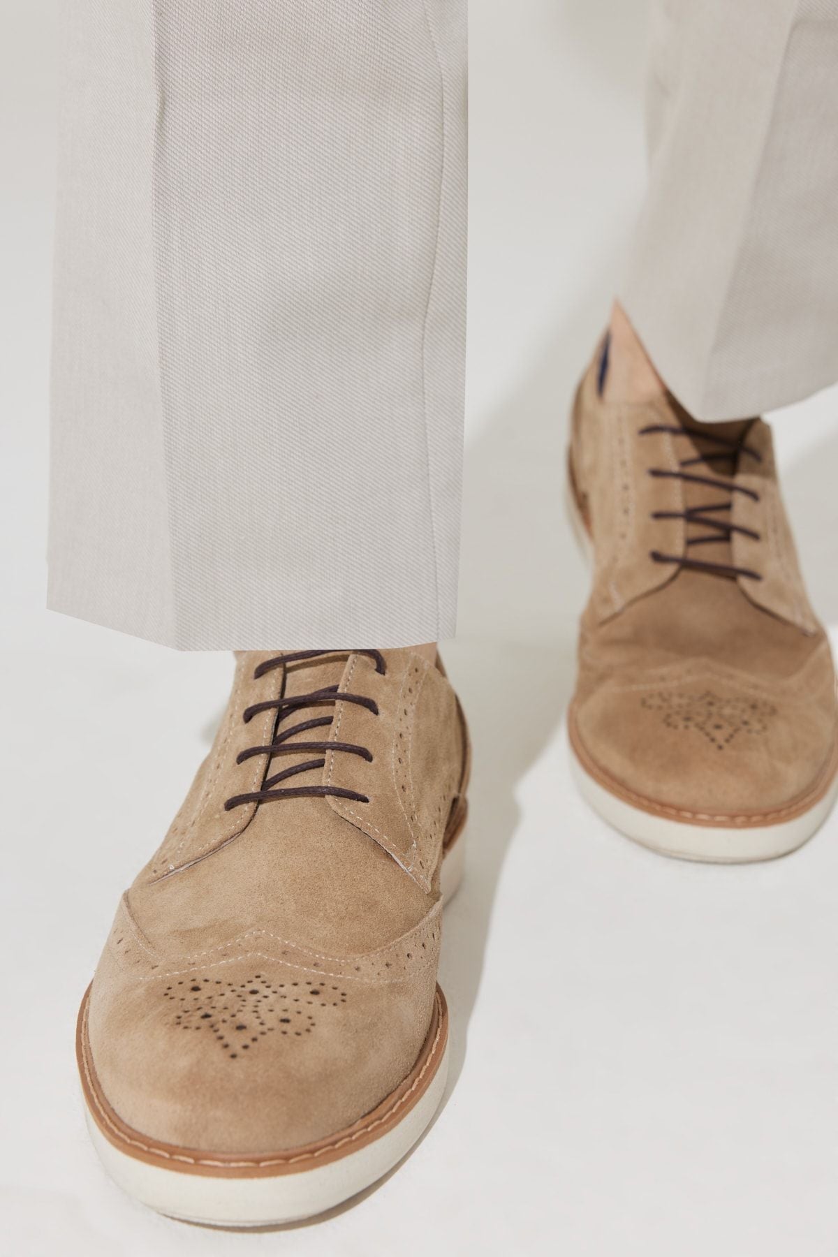Men's Beige 100 %Leather Casual Shoes