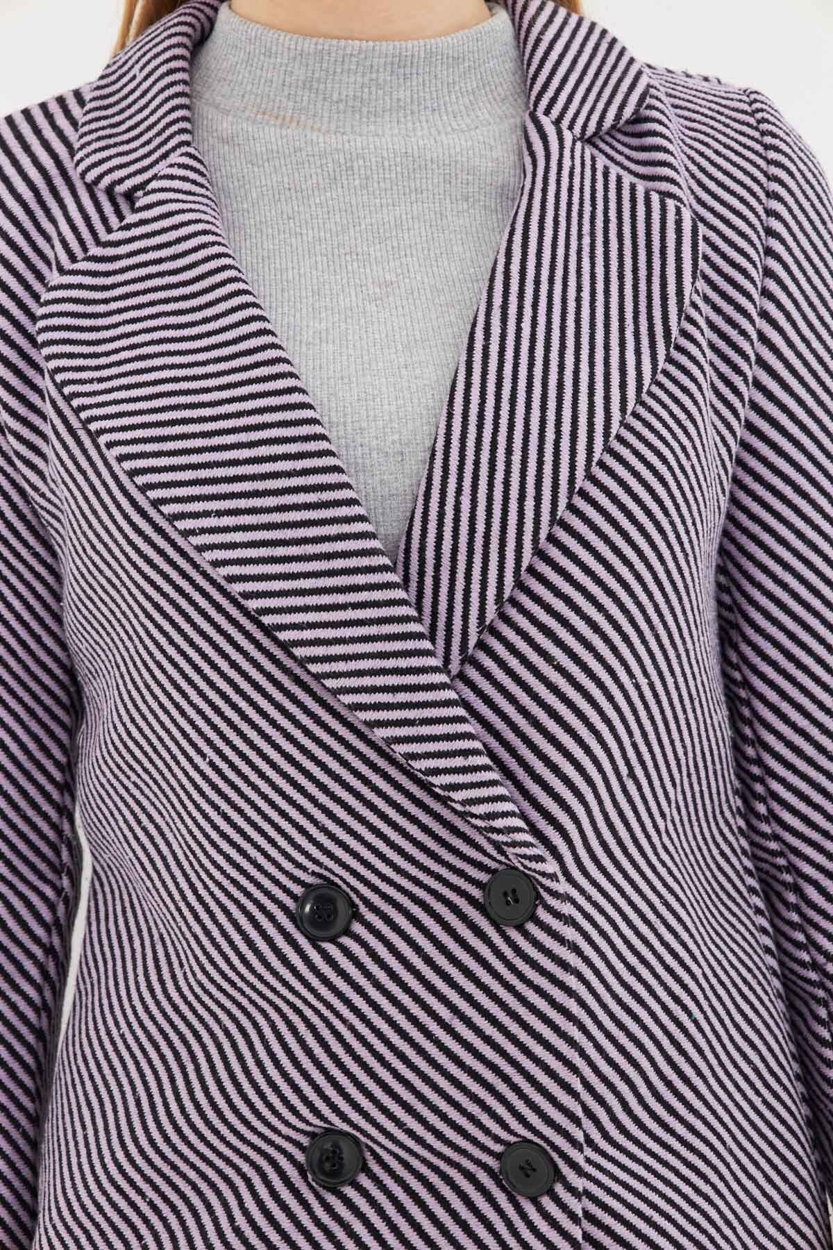 Four button with women's lilac line patterned ARM-24K001037