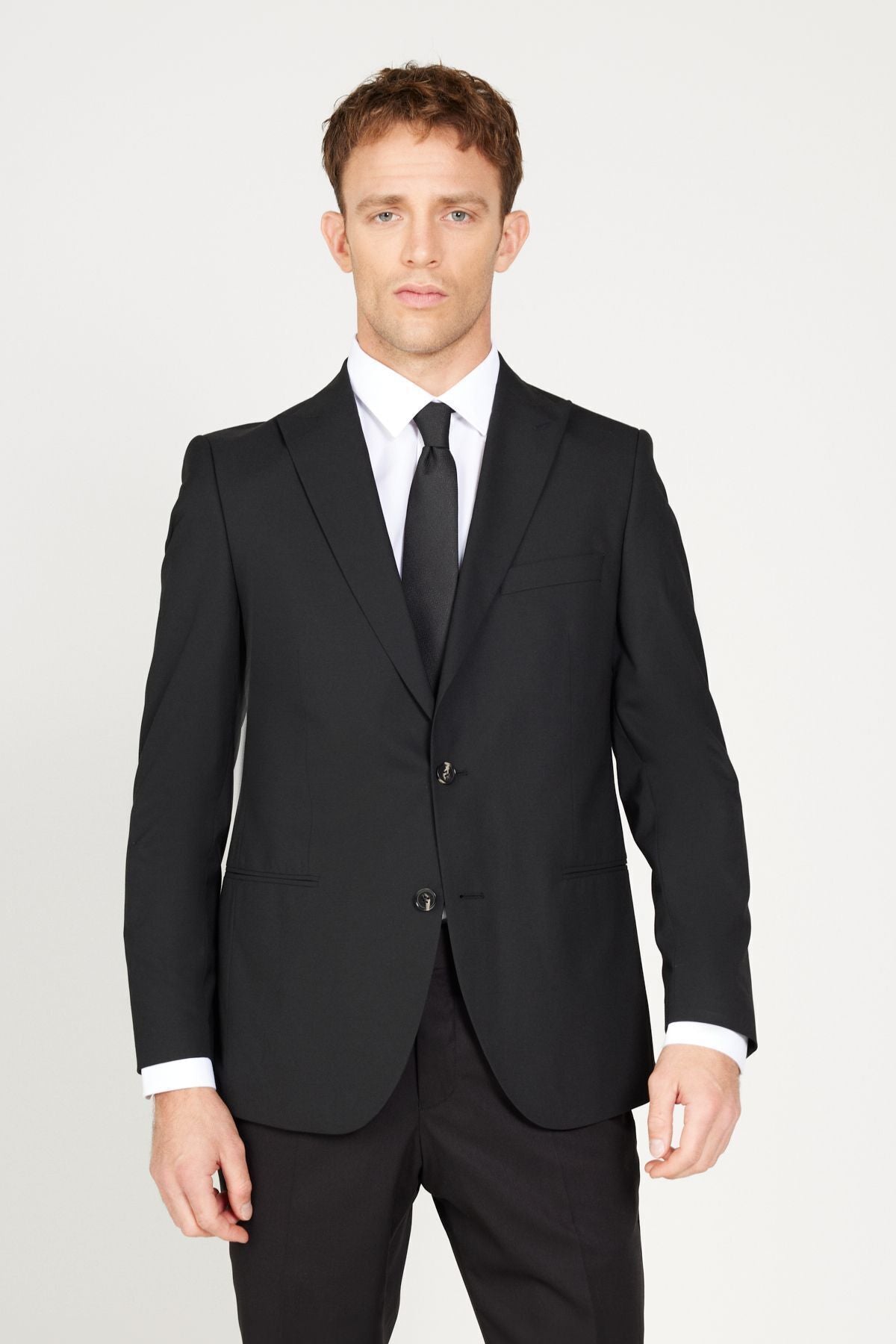 Men's Black Extra Slim Fit Narrow Cutting Black Sports Suit