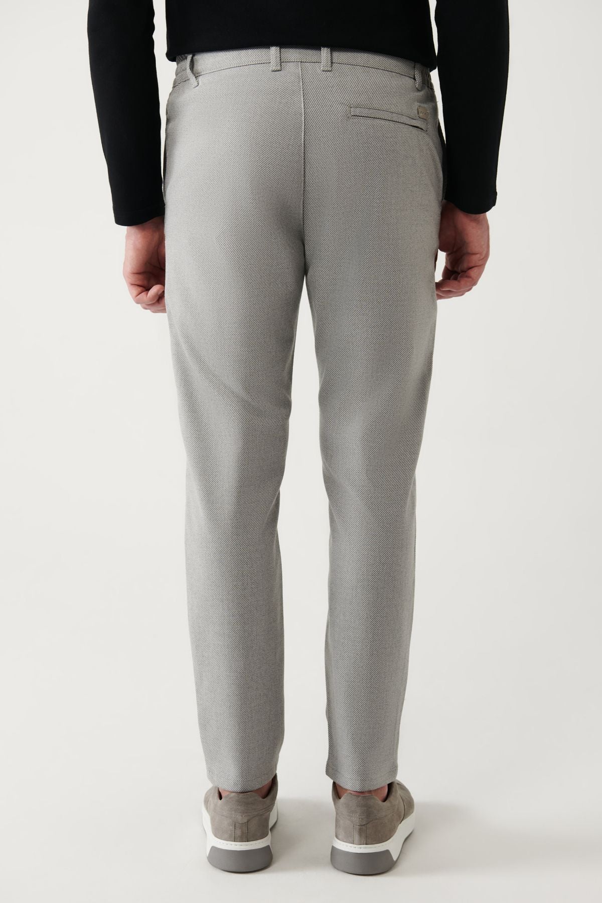 Men's Light Gray Side Pocket Waist Patterned Trousers A32Y3083