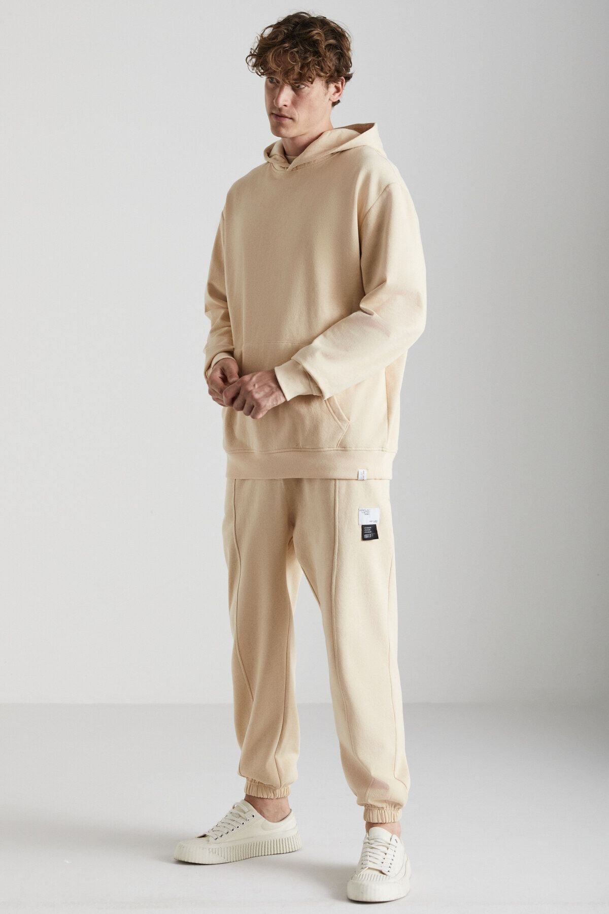 Rowan Men's Relaxed Içi Shadon with Ribbed Vanilla Tracksuit with Ribbed Decorative Label