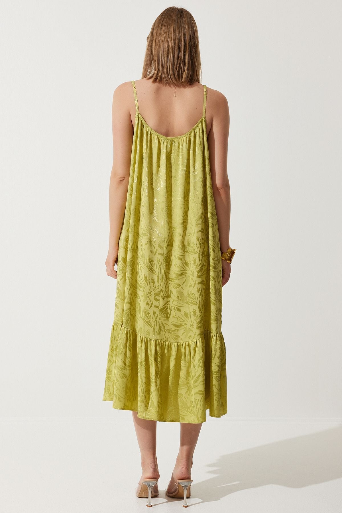 Women's Fat Green Hanger Jacquard Summer Dress BP00160
